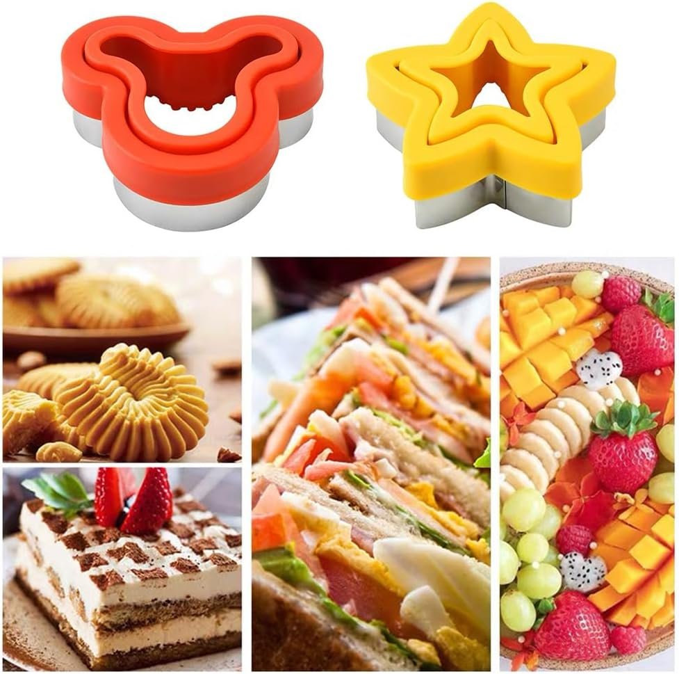 20Pcs Sandwich Cutter and Sealer Set for Kids, Stainless Steel Uncrustable Sandwich Maker Decruster Cookie Cutters Fruit Vegetable Cutter Lunch Bento Box with Heart Square Dinosaur Star Circle Shapes, image number 3