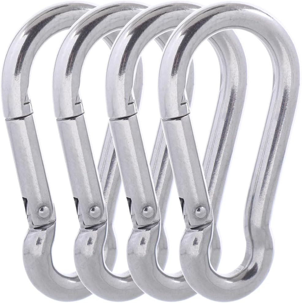 316 Stainless Steel Carabiner Clips - Heavy Duty Hooks, Keychain, Multi-Purpose Spring Snap Hook for Dog Leash, Outdoor Camping, Swing, Hammock