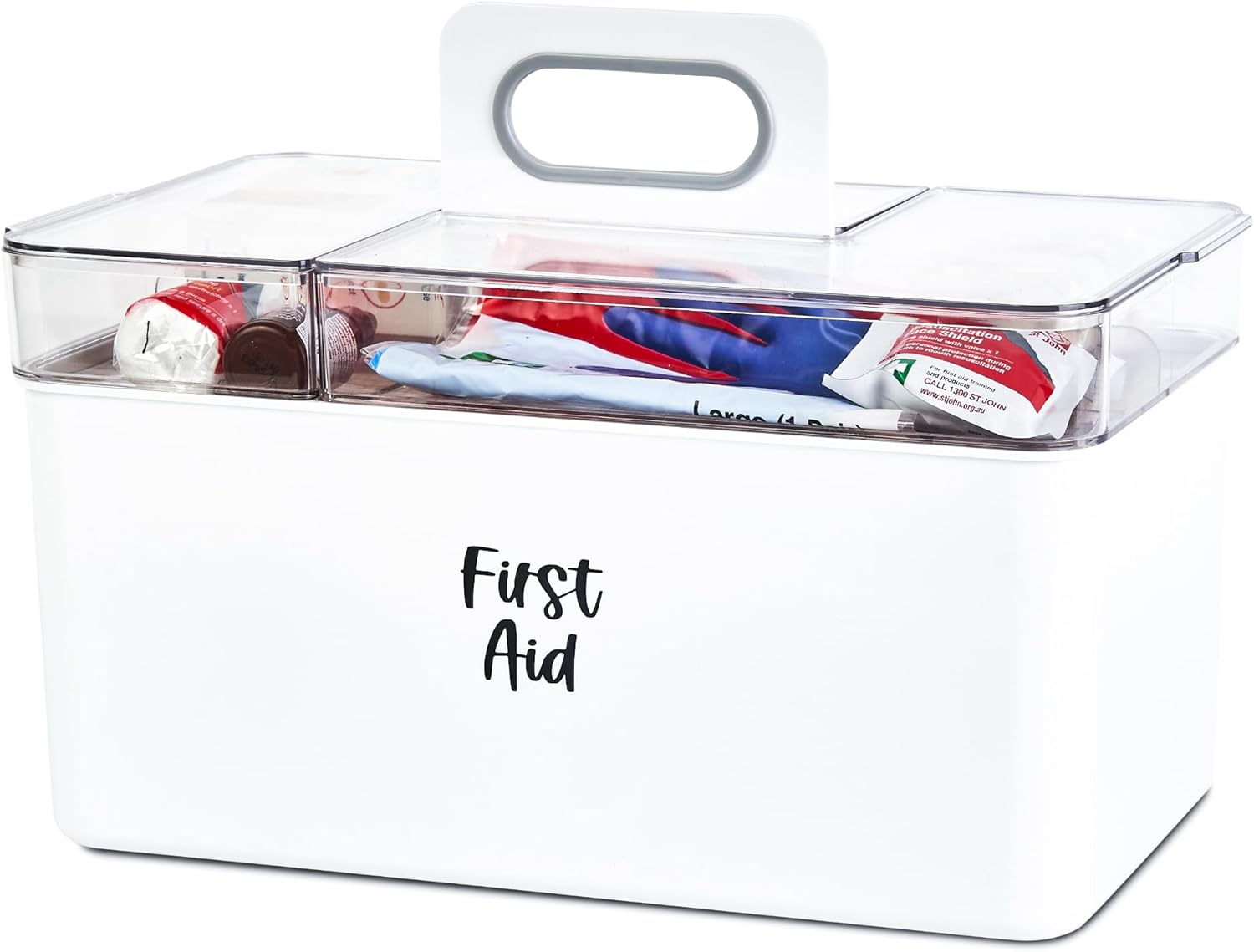 Laundry Storage & Organisation Set &ndash; 7 Piece Clear Plastic Storage Tubs and First Aid Caddy with Handles, Durable Bpa-Free Organisers for Laundry, Bathroom, Kitchen and Home image number 5