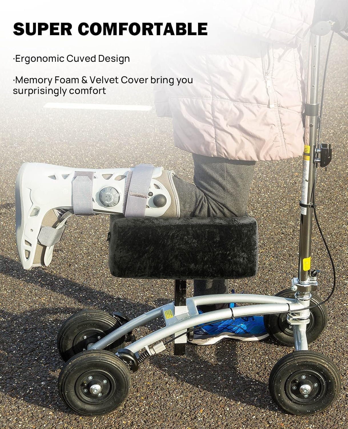 Knee Scooter Cushion Cover, Knee Scooter Pad for Comfort, Memory Foam Cushion Knee Walker Accessories with Removable Cover, 2'' Thick Fits Most Knee Walker Models image number 4