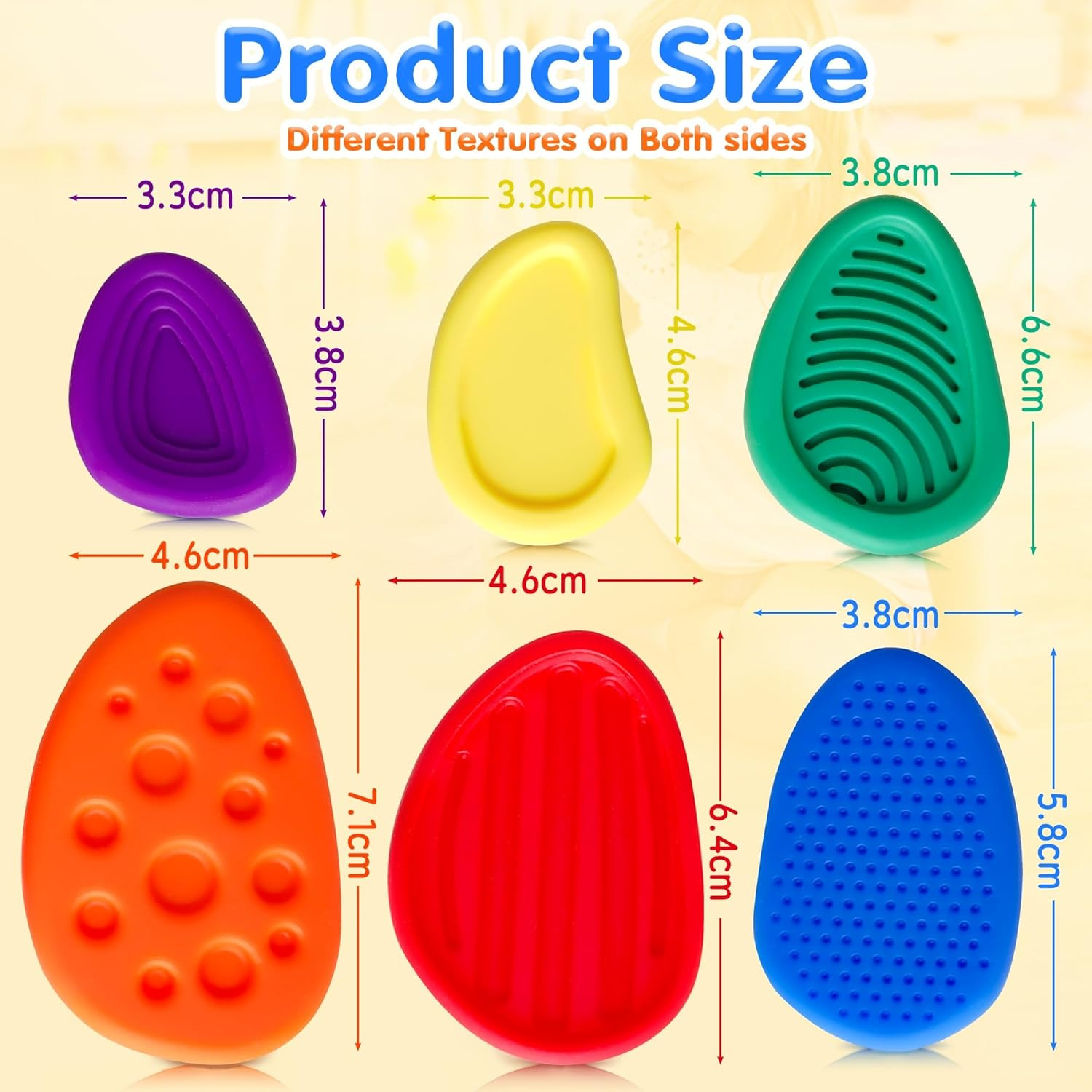 Fidget Toys Sensory Stone for Kids: 6 Pack Textured Worry Stone for Autism Kids Calming down - Fidget Stress Toys for Anxiety Relief - Small Students Prizes Fidget Toys Gift image number 1