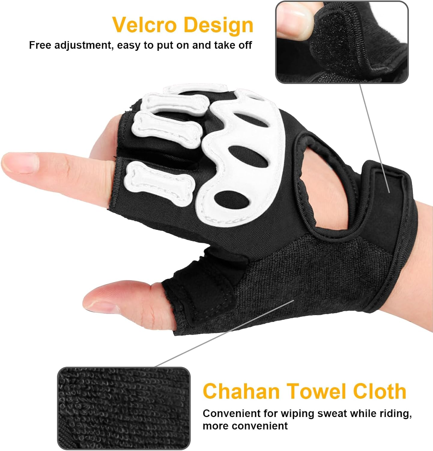 Fingerless Cycling Gloves, Padded Half Finger Cycling Gloves, Anti-Slip Shock-Absorbing Breathable Mountain Bike Gloves for Men Women Outdoor Sports image number 2