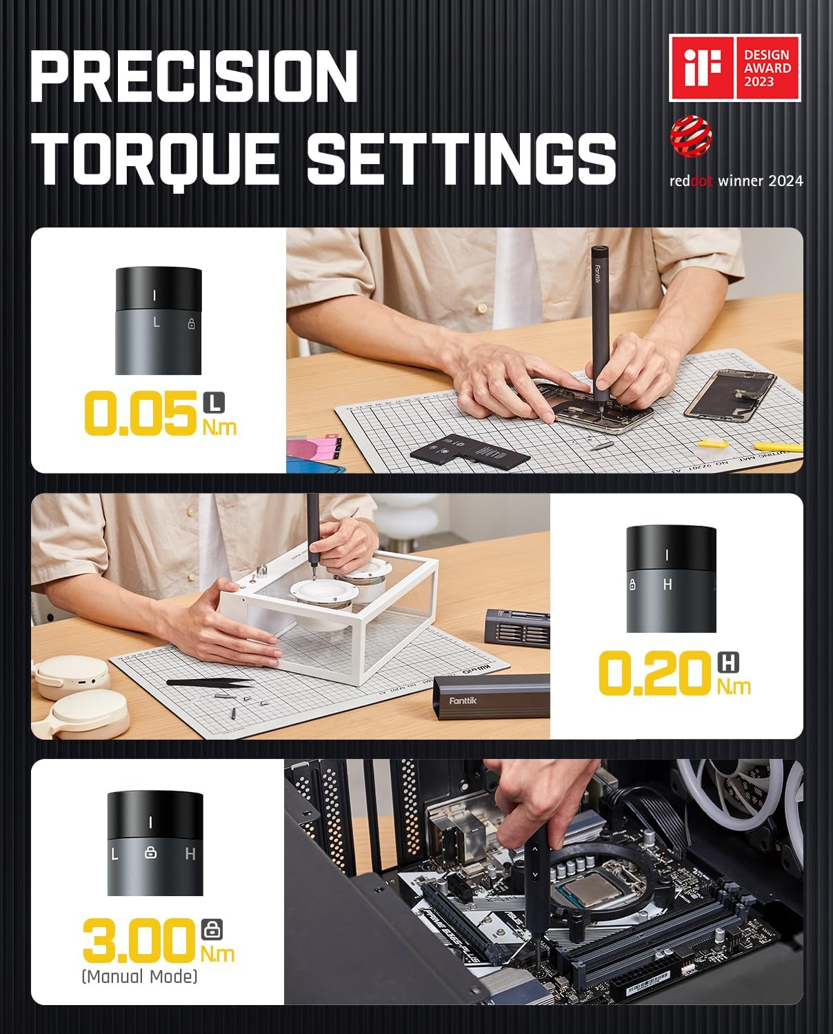 Fanttik E1 Max 3.7V Electric Screwdriver, Mini Precision Screwdriver Set, 50 Magnetic Bits, Magnetic Storage, 5/32&lsquo;&rsquo;Hex, Repair Tool Kit for Electronics Phone Camera Laptop Watch (Grey) image number 6