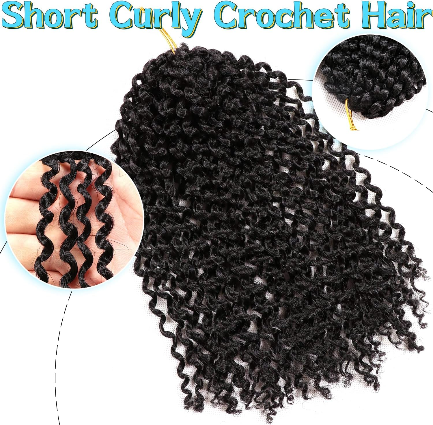 12 Inch Short Passion Twist Hair 8 Bundles Kinky Curly Marlybob Crochet Hair for Black Women (8Bundles12 Inch, 1B#) image number 4