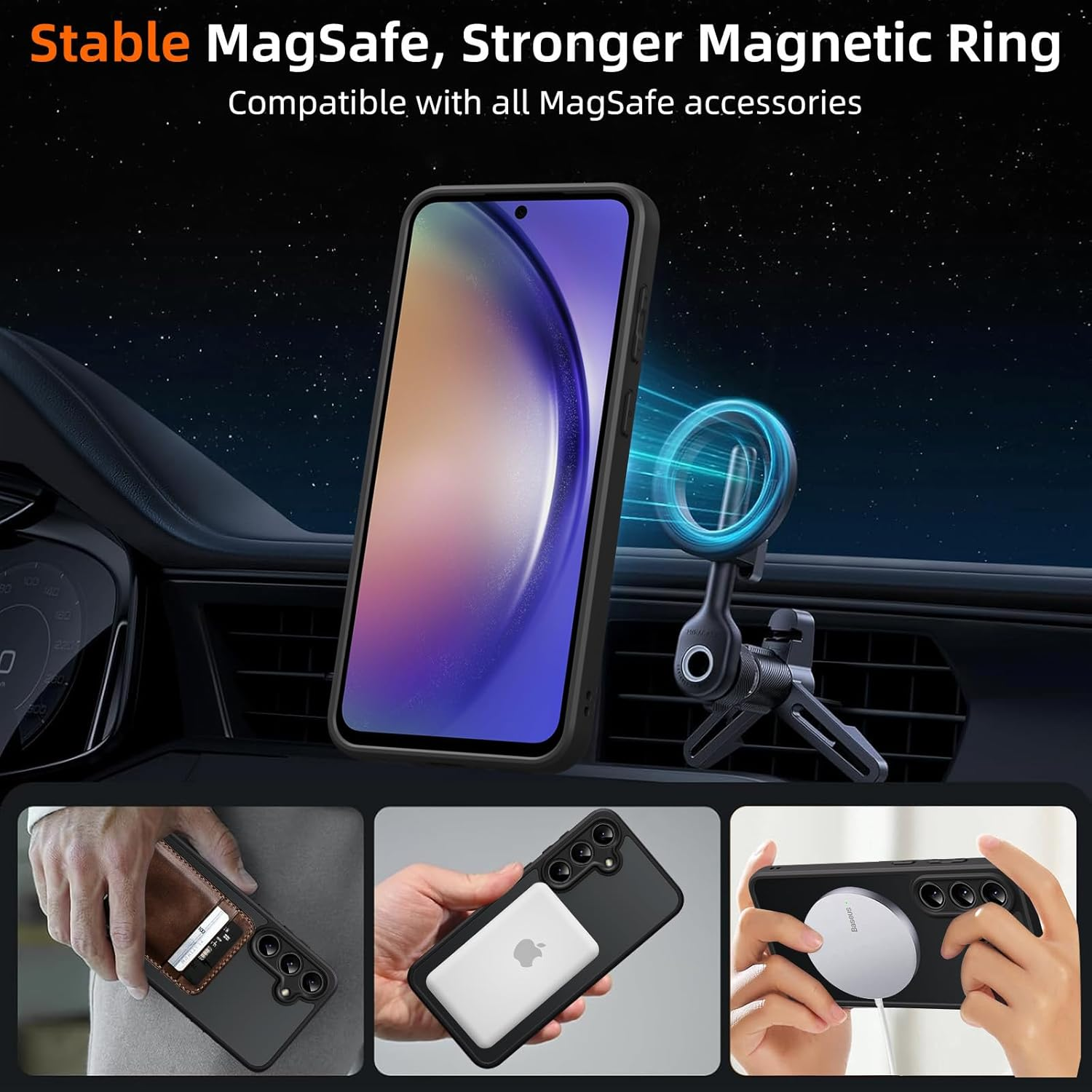 Pnakqil Magnetic for Samsung Galaxy A54 5G Case for Magsafe, Matt Translucent Mobile Phone Case for Samsung A54 with 2 Tempered Protection Glass, PC Hardness Back Scratch-Resistant Thin Matte Magnetic image number 4