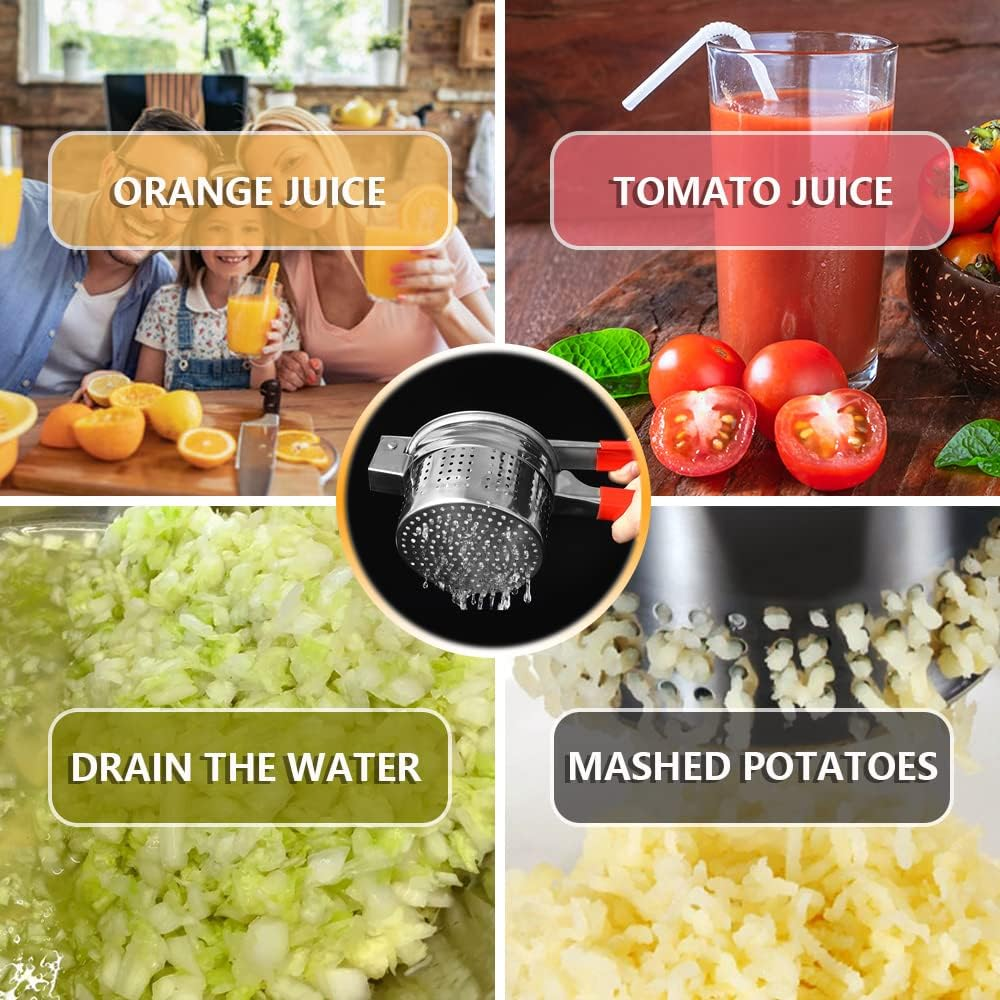 Stainless Steel Vegetable Squeezer, Upgrade Non-Slip Red Silicone Handle,Filling Pancakes,Etc. (Upgrade 40Oz) image number 4