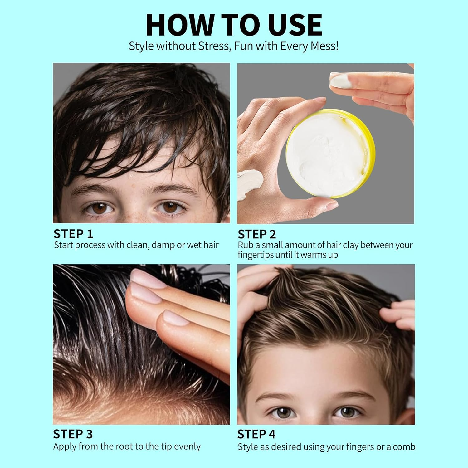 SEVICH Kids Hair Styling Pomade, Toddler Styling Clay - Gentle Gel for Sensitive Scalp, Water-Soluble & Long-Lasting Hold, Tames Unruly Hair, Plant-Based Ingredients for Boys Girls,80G image number 4