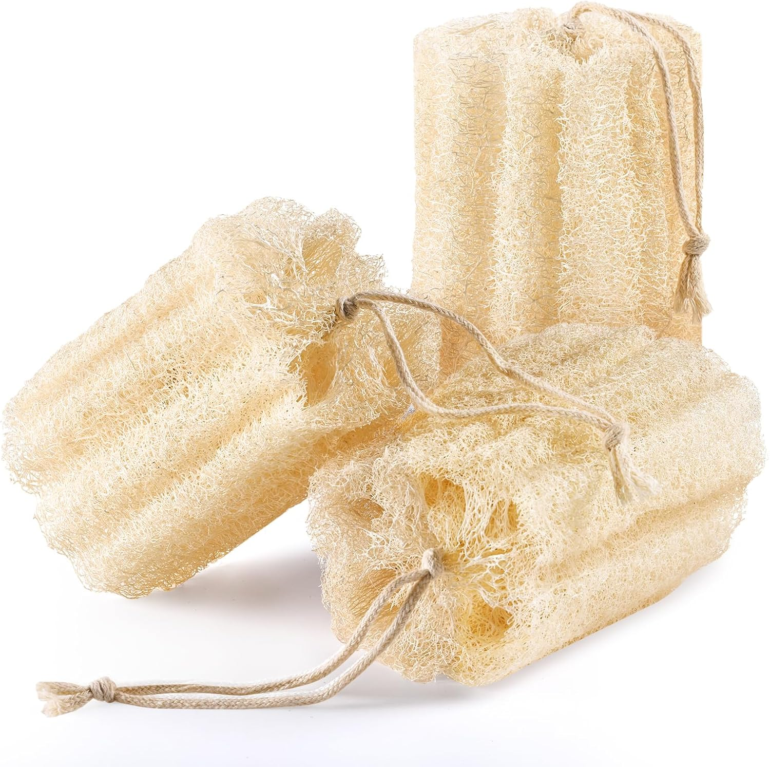 RIYNIBIY 3PCS Egyptian Natural Loofah Exfoliating Body Scrubber, Natural Real Egyptian Loofah Sponge Bath & Shower Scrub Exfoliating Loofah for Women and Men, Luffa Sponges for Face, Back & Body image number 1