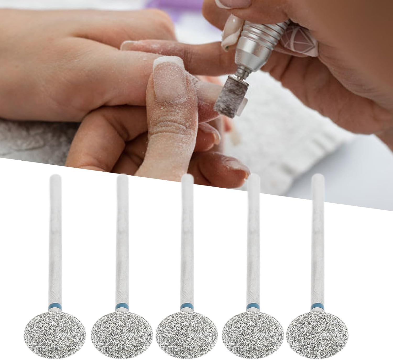 5 Pcs Nail Drill Bit Set, Ceramic Needle Drill Bit for Manicure and Pedicure, Electric Machine Salon Files, Cuticle Gel Polishing with Storage Box