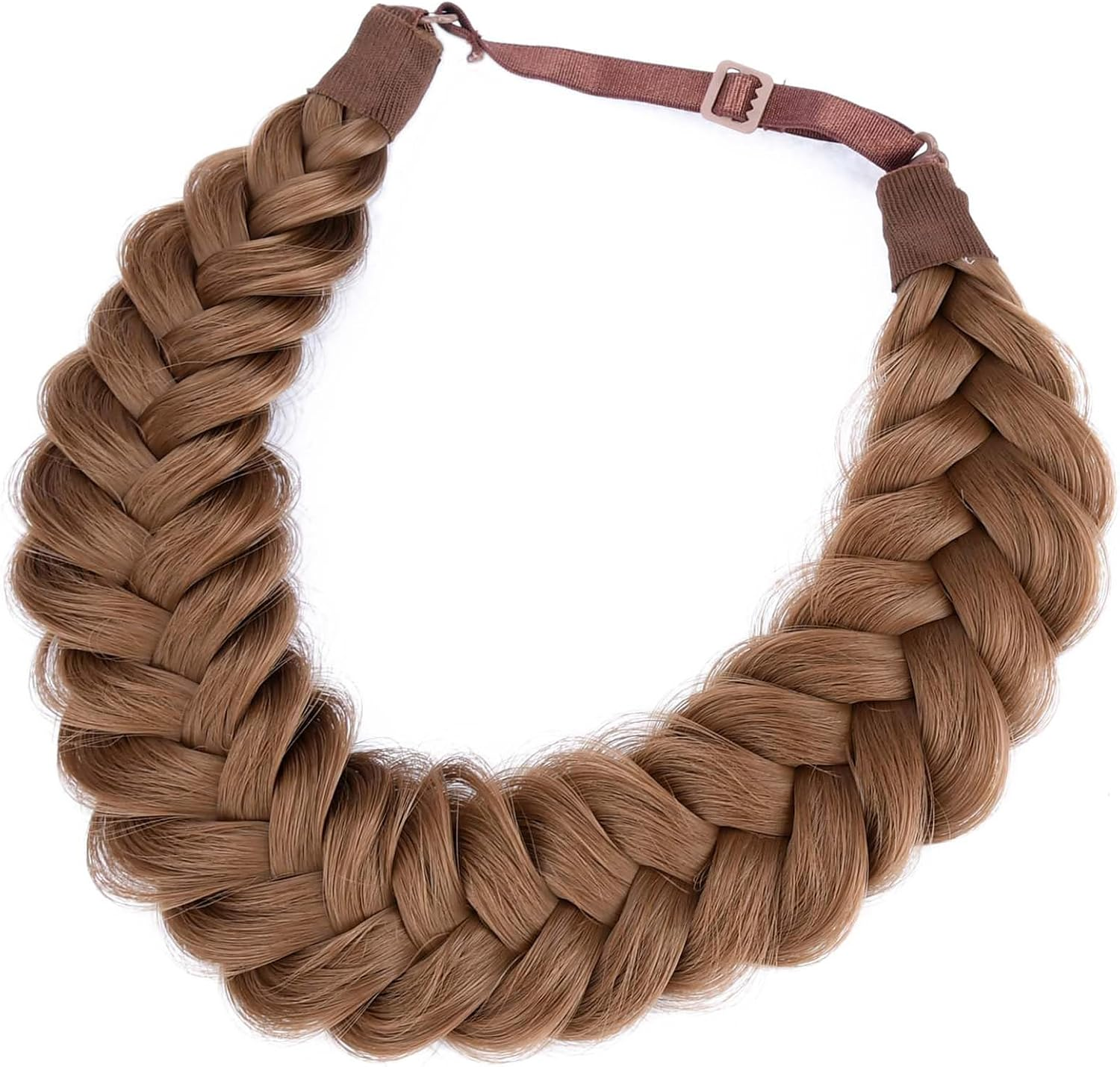 Gledola Messy Synthetic Hair Braided Headband Classic Chunky Wide Braided Headband (Medium Brown) image number 4