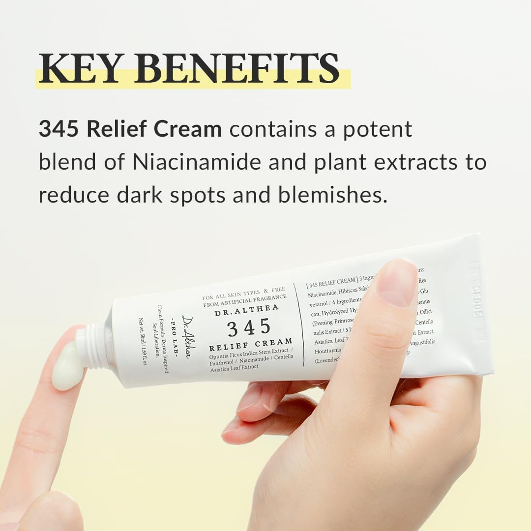 Dr.Althea 345 Relief Cream | Daily Face Moisturizer | Blemish Relief Care | Soothing Recovery & Moisture with Niacinamide, Panthenol | Korean Vegan Skin Care for All Skin Types | 50Ml (Pack of 1) image number 2