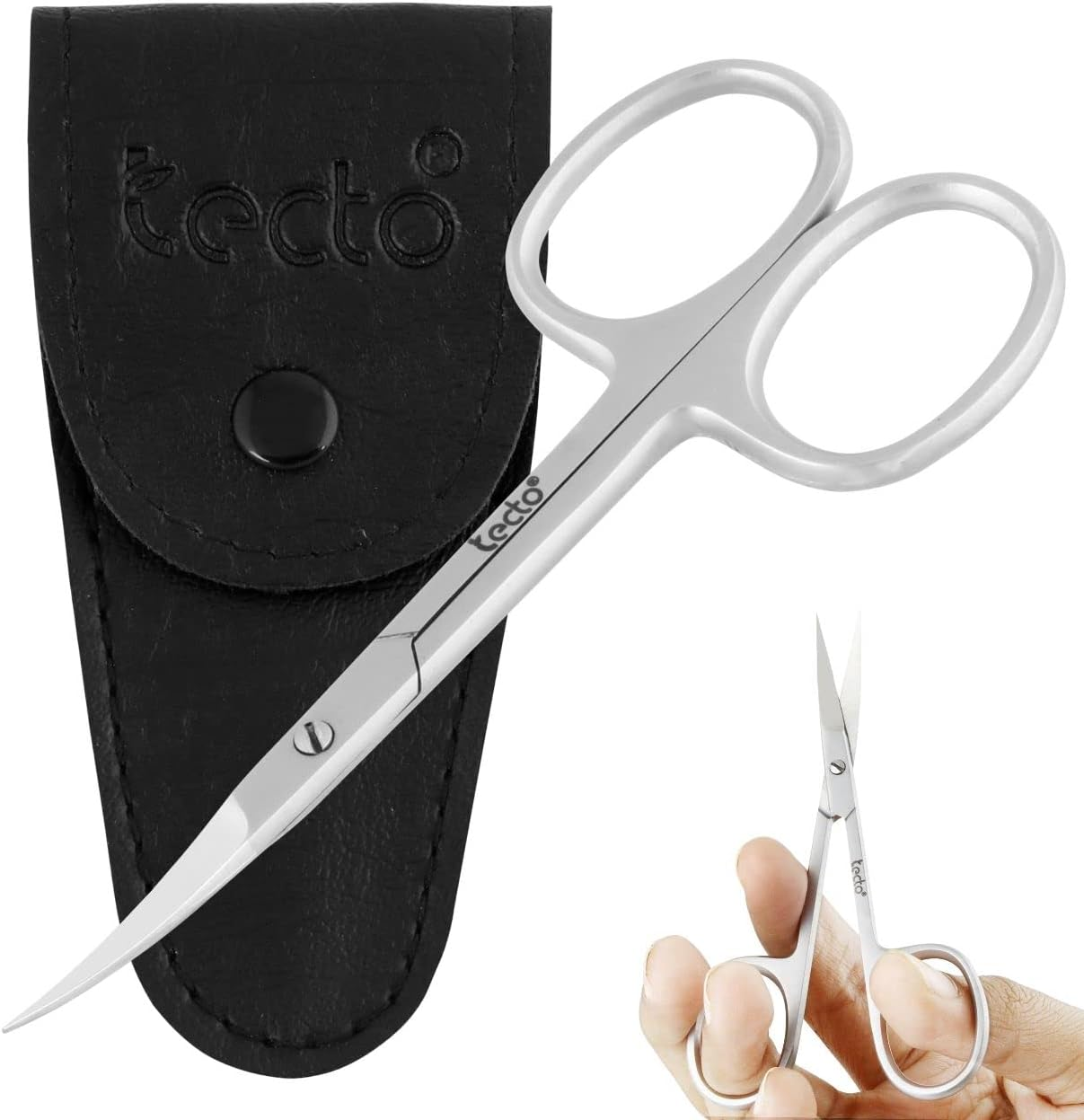 Tecto Professional Nail Scissors, Stainless Steel Manicure Scissors,Cuticle Scissors, Multi-Purpose, Eyelashes, Eyebrow, Toenail for Women and Men (Curved Nail Scissor) image number 3