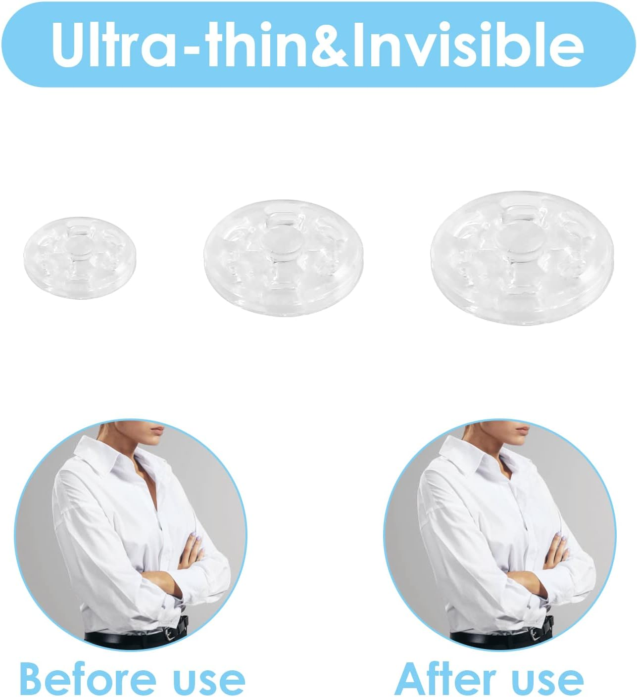 150 Sets Plastic Sew-On Snap Buttons Invisible Snap Fasteners Buttons round Clear Press Button for Sewing Clothing DIY Craft, 7 Mm 10 Mm 15 Mm image number 3