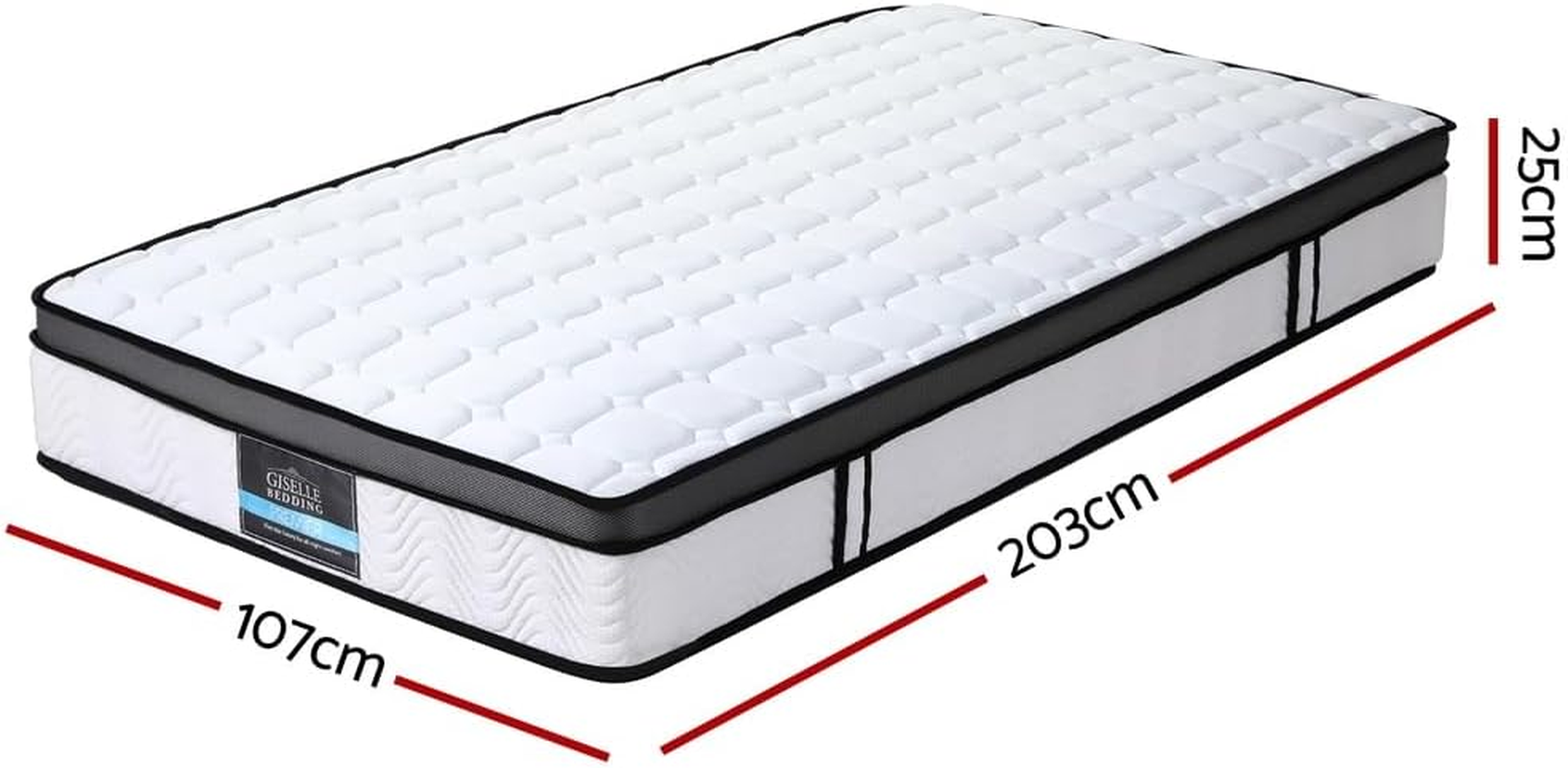 Giselle Mattress Spring Cool Gel Foam Euro Top Bed Medium Firm 25Cm King Single image number 4
