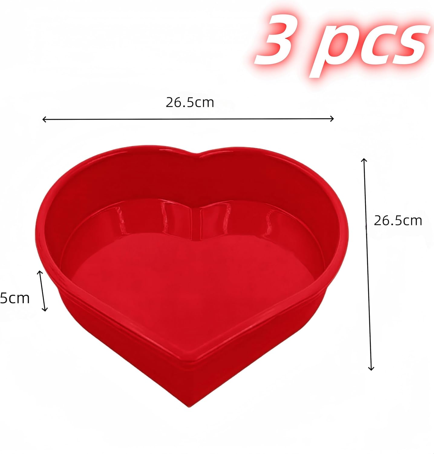 Heart Shaped Cake Pans, 10 in Silicone Cake Baking Tray,3 Pcs Reusable Cake Molds, Heat Resistant Nonstick Cheesecake Molds for Cake,Cheesecake,Muffin,Chiffon Cake image number 2