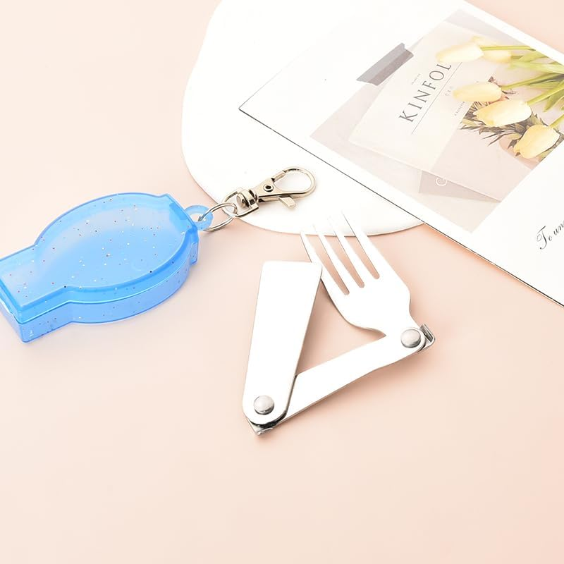 Silverware Folding Forks with Case - Portable, Foldable Travel & Camping Forks - Collapsible Pocket Fork with Storage Box - Retractable Salad & Dinner Fork - Compact Picnic & Hiking Fork