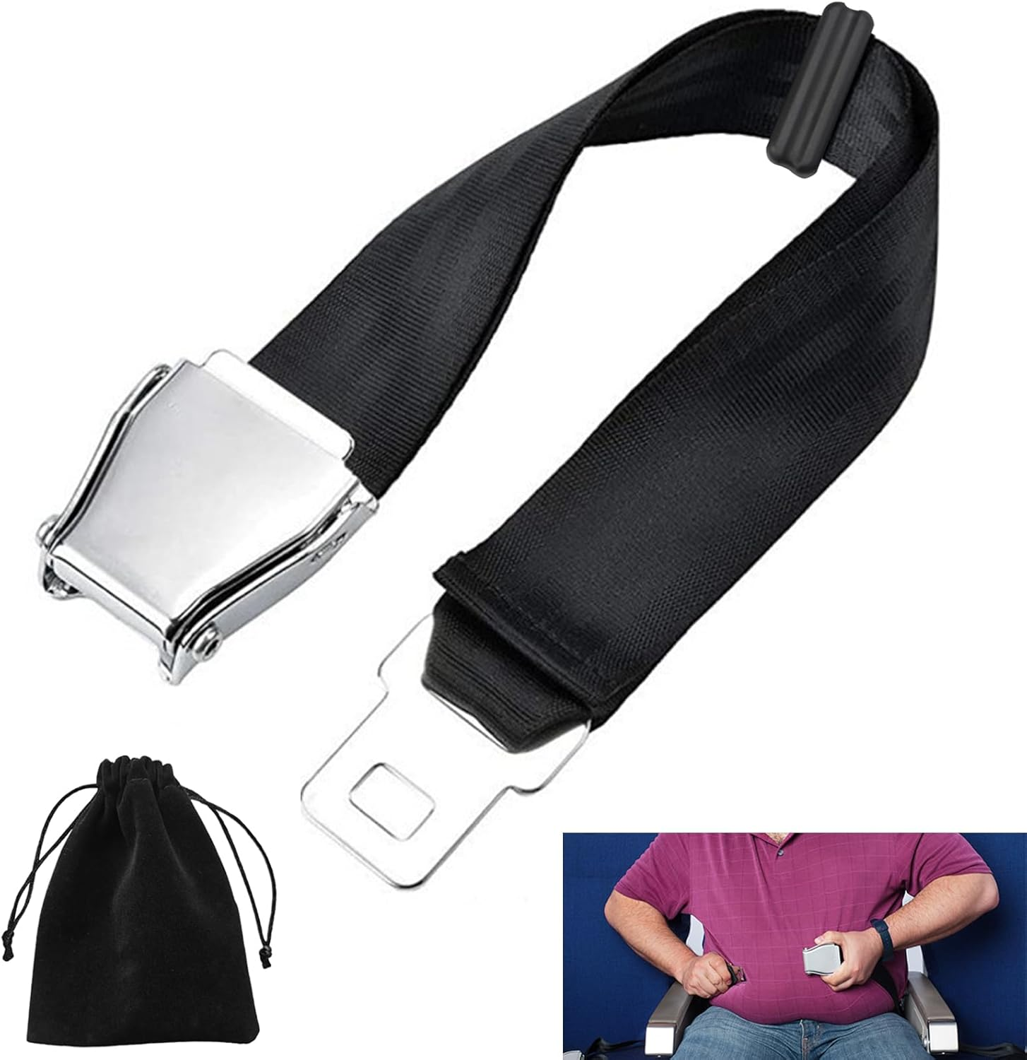 Airplane Seat Belt Extender,Plane Travel Essentials for Pregnant Fat Large Waist Women Men,130Cm Adjustable Seat Belt Extender for Airplane,Safety Aircraft Belt Accessories image number 5