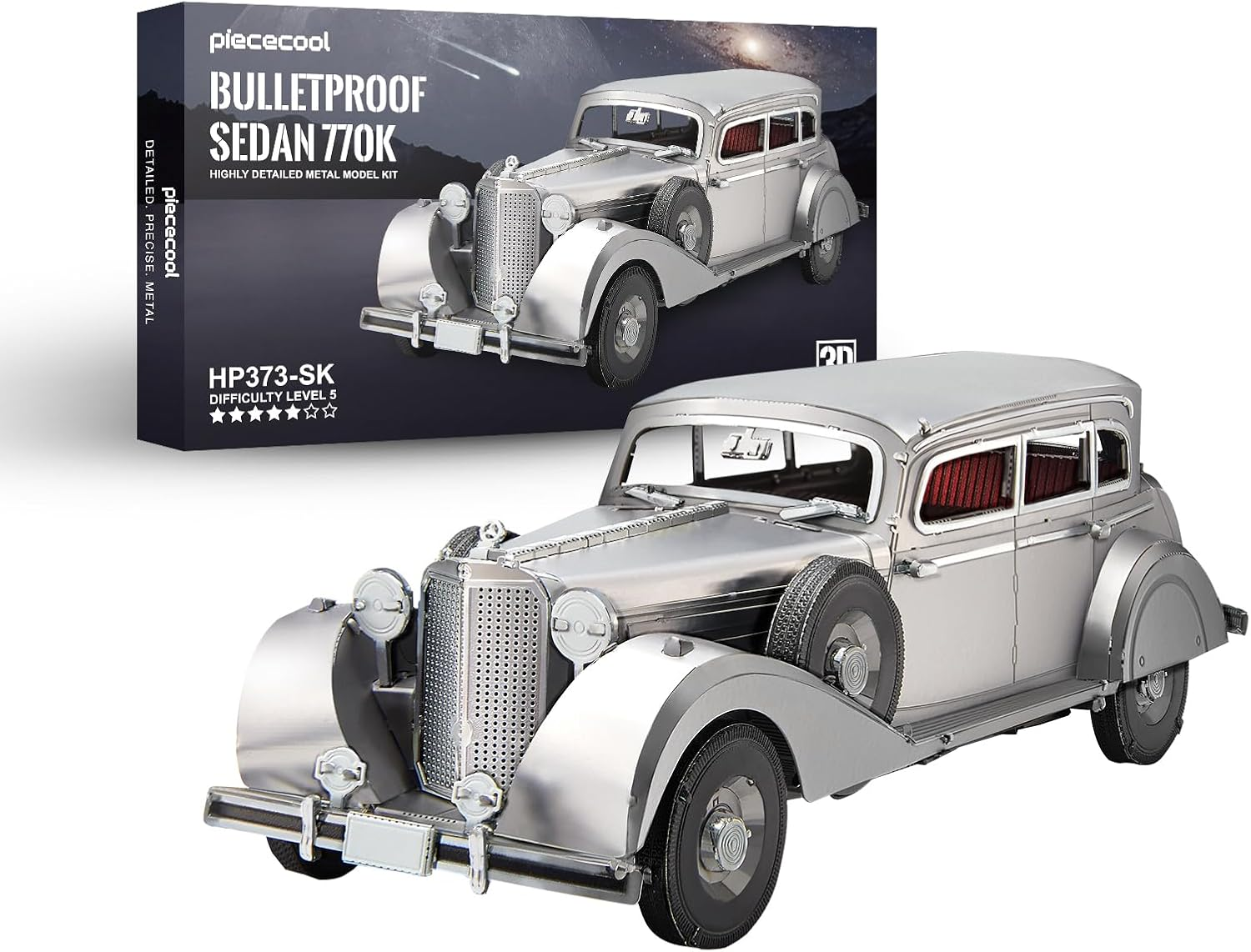 Piececool 3D Puzzles for Adults, Bulletproof Sedan 770K Model Kits Building, Car Model DIY Puzzle Set, Christams Gifts -154 Pcs