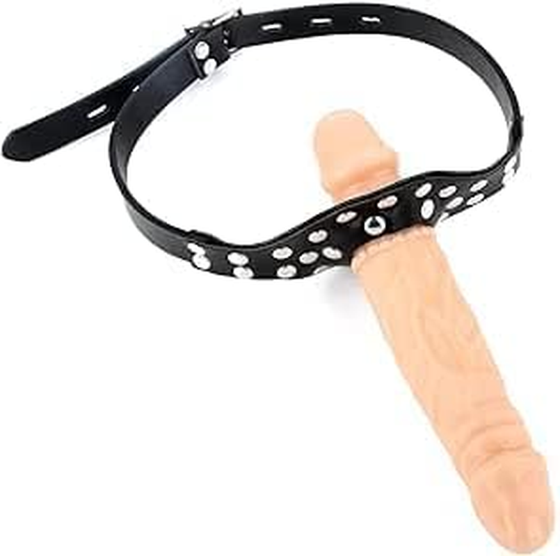 Strap on Face Cock Penis Mouth Gag Dildo Adjustable Leather Face Strap on Gags Muzzles BDSM Adult Sex Toys image number 2