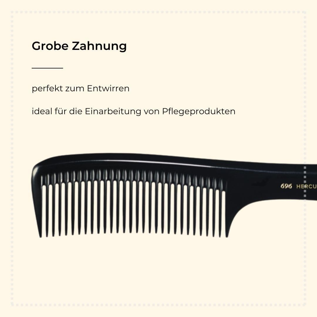 Hercules Sagemann Seamless Handle Detangling Hair Comb, 22.7 Cm Length image number 3