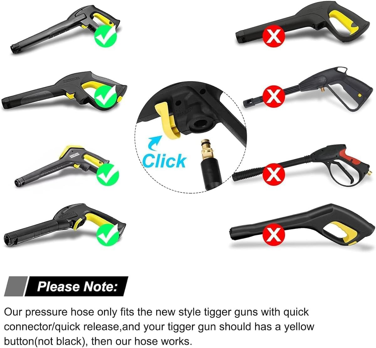 10M Pressure Washer Replacement Hose - Compatible with Karcher K2 K3 K4 K5 K6 K7, Jet Wash Extension Hose with Click Type Plug Quick Connect, for Car Cleaning