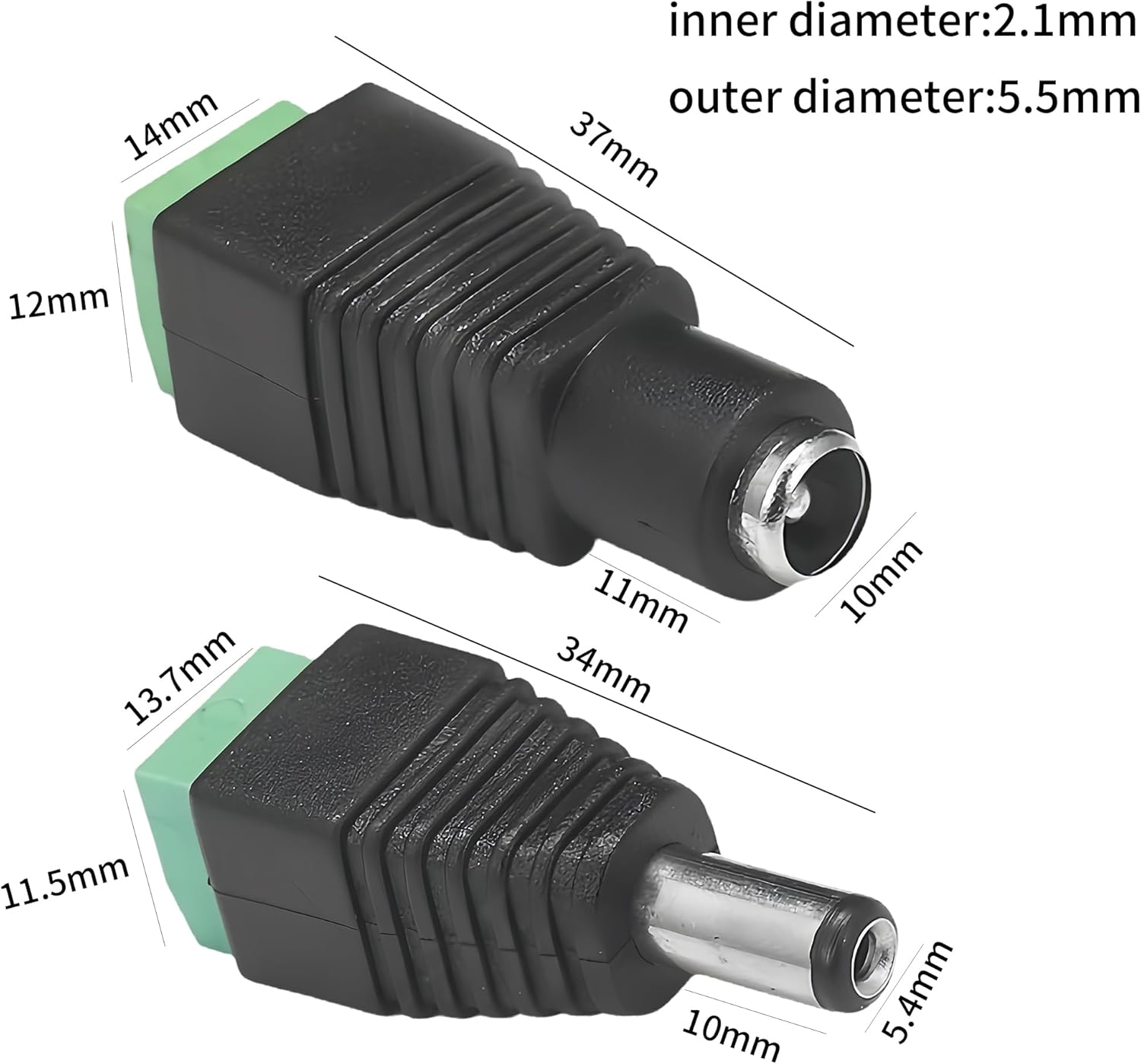Clearhill 20Pcs (10Pcs Male+10Pcs Female) Power Connectors and 10Pcs Red and Black Wires,5.5Mm X 2.1Mm Power Jack Socket for 5-24V Led Strip,Camera Cable Wire Ends Plug Barrel Adapter