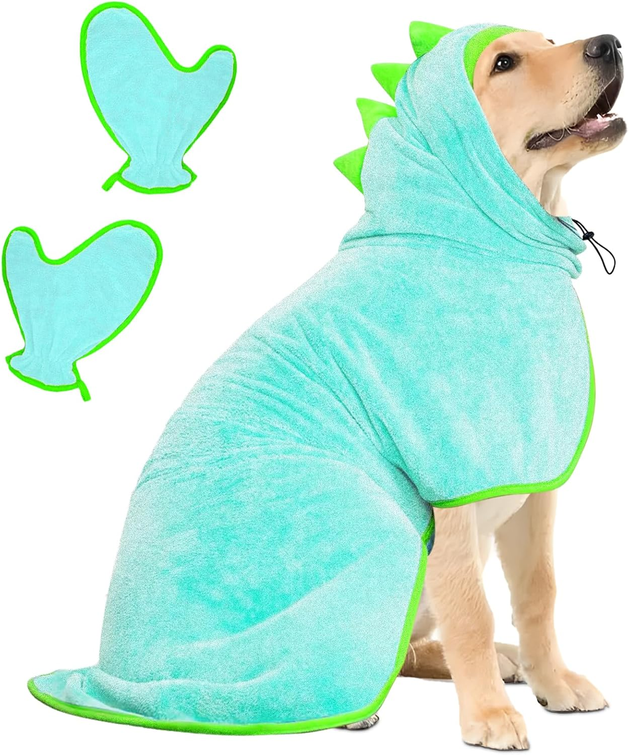 Bibykivn Bathrobe for Dogs, Microfibre Dog Bathrobe, Adjustable Collar with Velcro Closure, Quick Drying, Bath Towel for Large, Medium, Small Dogs/Cats (Blue, L)