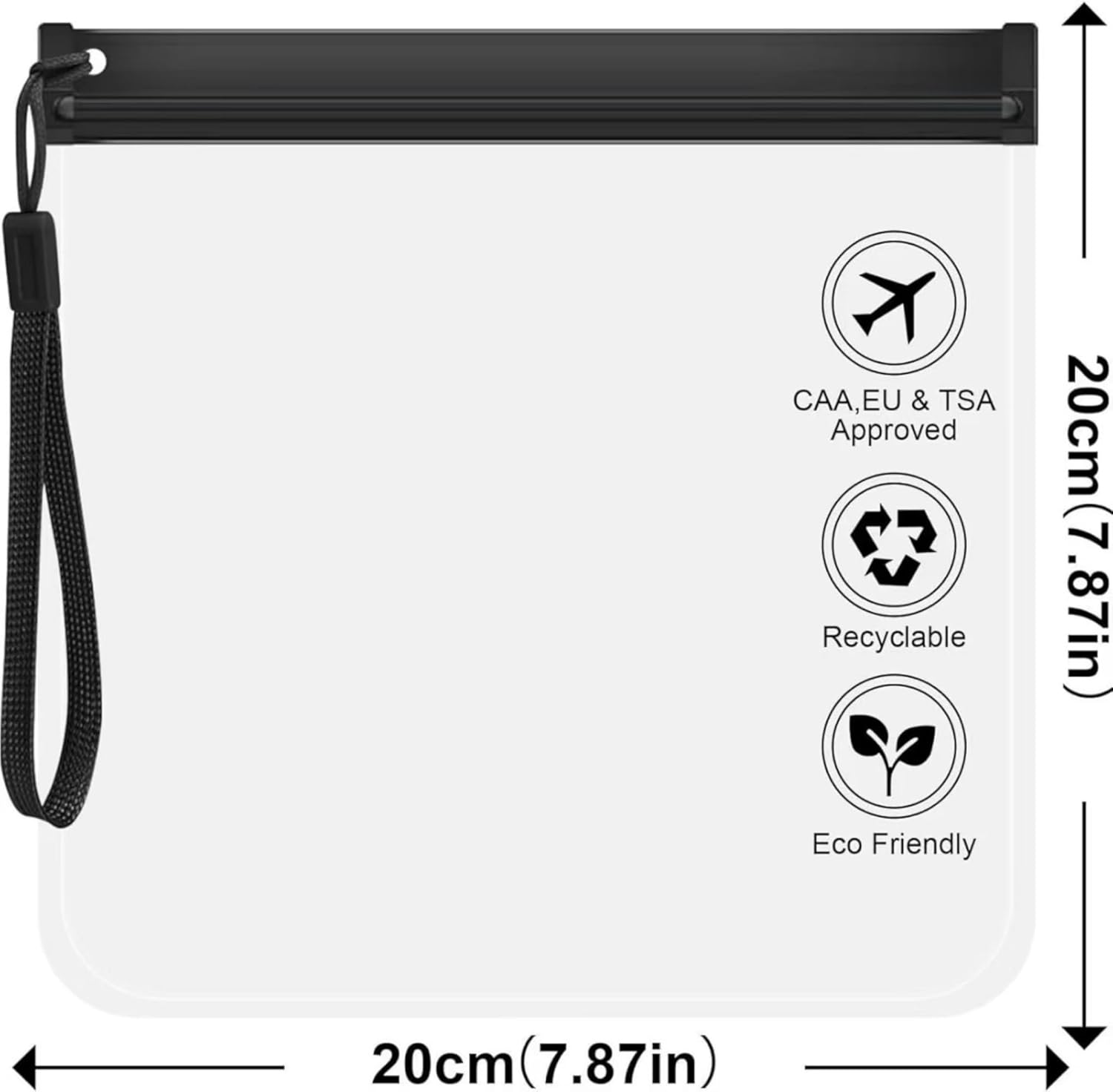 4Pcs Transparent Safety Wash Bag, Waterproof and Leak-Proof Travel Liquid Bag, EVA Waterproof Cosmetic Bag, Portable Travel Wash Bag,Black - Grey image number 3