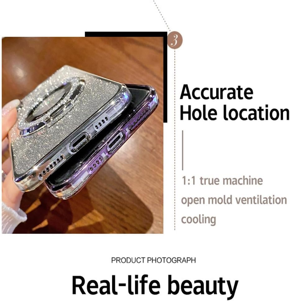 SIYOPINPFY Case for Iphone 16E 2025 6.1 Inch Case with Stand Ring Holder Glitter Sparkling Diamond Protective Silicone Thin Shockproof Camera Protection Mobile Phone Case for Iphone 16E 2025, DS Pink - Glossy Blue image number 6