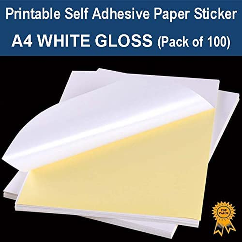 A4 Self Adhesive Paper Sticker Label Sheet Laser Inkjet Print - Gloss (PK 100) image number 3