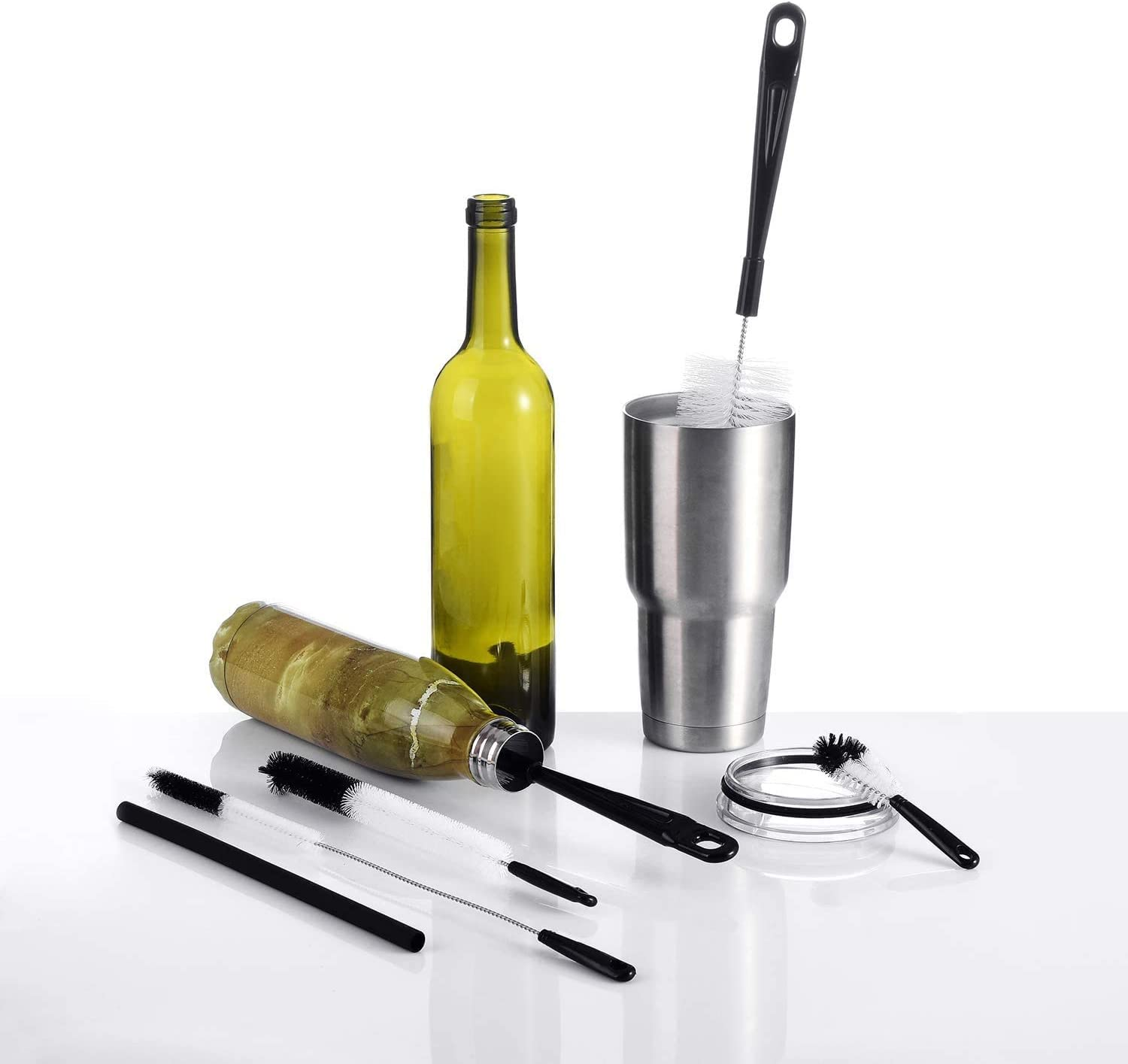 ALINK 8-Pack Bottle Cleaning Brush Set - Long Handle Bottle Cleaner for Washing Narrow Wine/Beer Bottles, Thermos,Tumbler,Sports Water Bottles, Kettle Spout/Lid Brush, Straw Brush - Red image number 7