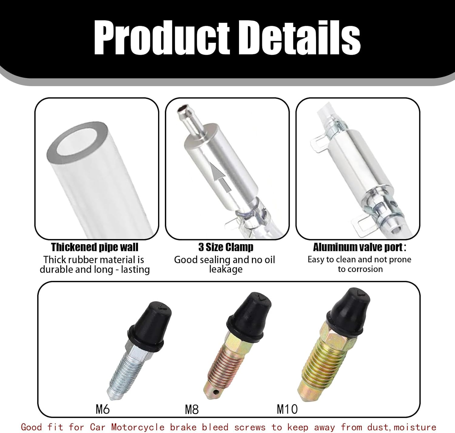 2 Pcs Clutch Brake Bleeder Hose - One-Way Check Valve, Brake Bleeding Kit, for Hydraulic System Bleed, for Motorcycles 、Off-Road Vehicles image number 6