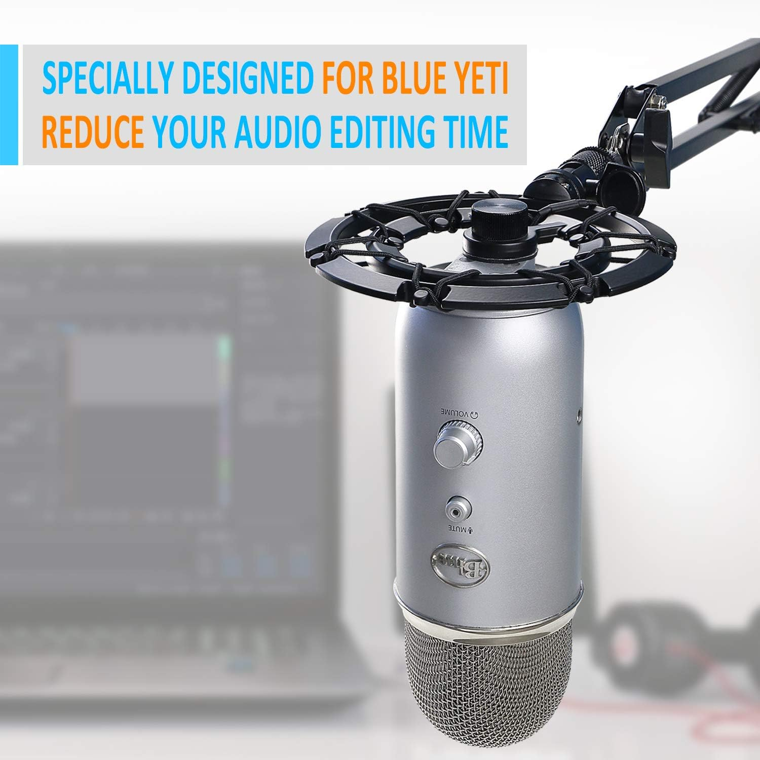 YOUSHARES Shockmount for Blue Yeti and Yeti Pro Microphone, Alloy Shock Mount Reduces Vibration Noise and Improve Recording Quality, Blue Yeti Shock Mount