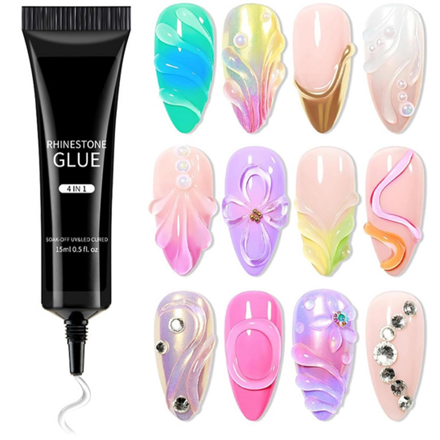 Gel Glue for Nails | 15Ml Nail Rhinestone Glue - Personal Care Supplies for Crafting Jewelry Sculpting Summer Holiday Party Daily Spa Bridal Wedding Travel Art Salon image number 3