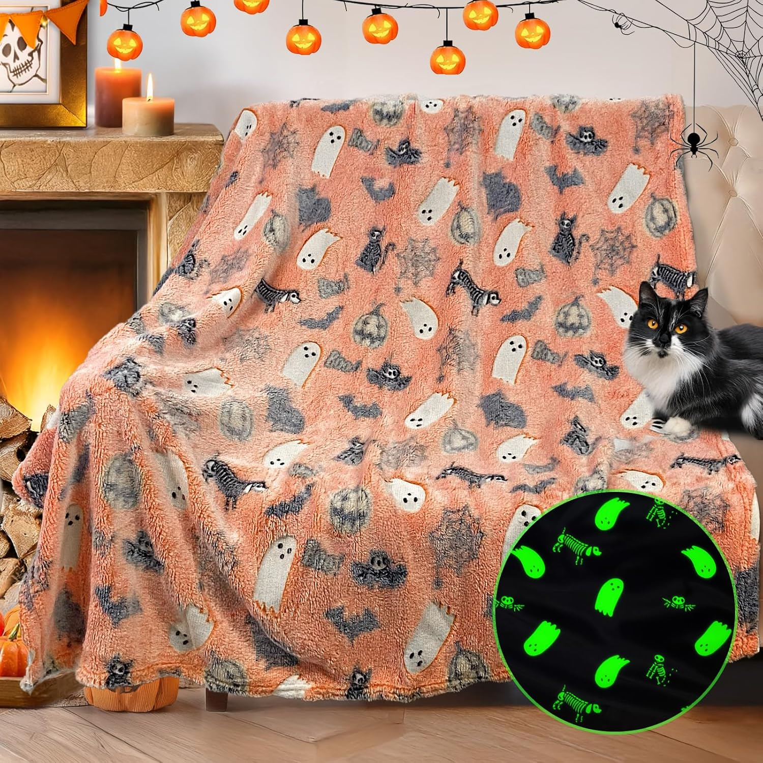 COMFAR Cute Halloween Blankets for Kids, for Kids/Teens/Women/Men, Halloween Blankets and Throws for Adults, Spooky Blanket for Boy/Girls/Toddler, Fall Throw Blanket for Couch 40"X 60" image number 6