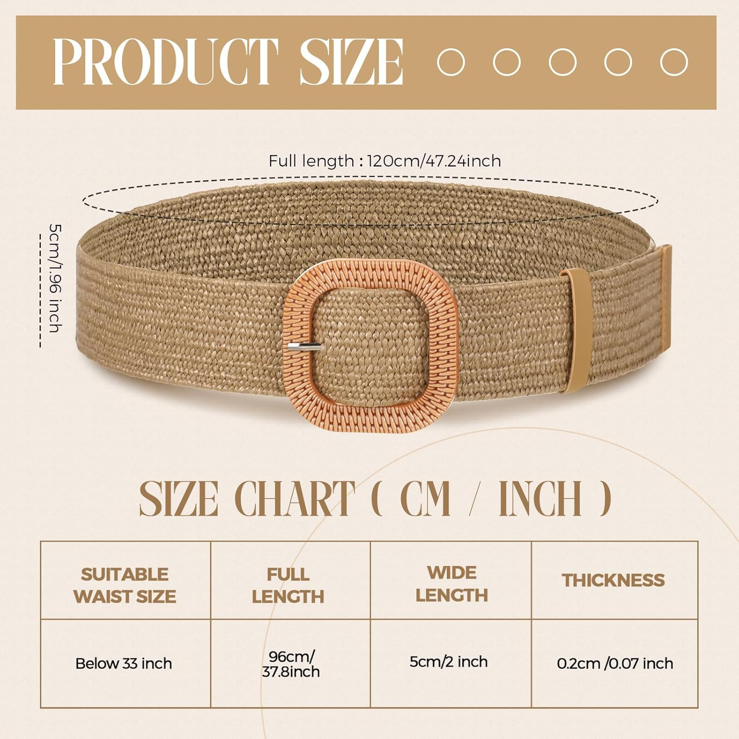 Syhood Women Straw Woven Belt Elastic Rattan Waist Belt Stretch Boho Dress Braided Belt Raffia Belt with Wood Buckle for Girl - Purple image number 5