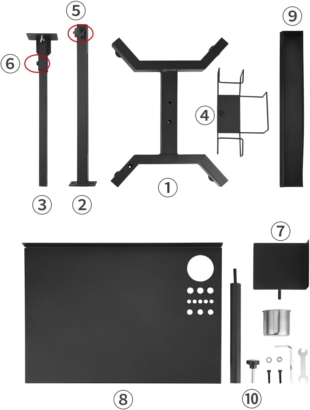 Tattoo Work Station Tattoo Salon Tray Cart Portable Work Table with Detachable Storage Shelf Tattoo Armrest Stand Adjustable Height Tattoo Stand Desk for Tattoo Supplies and Equipment image number 6