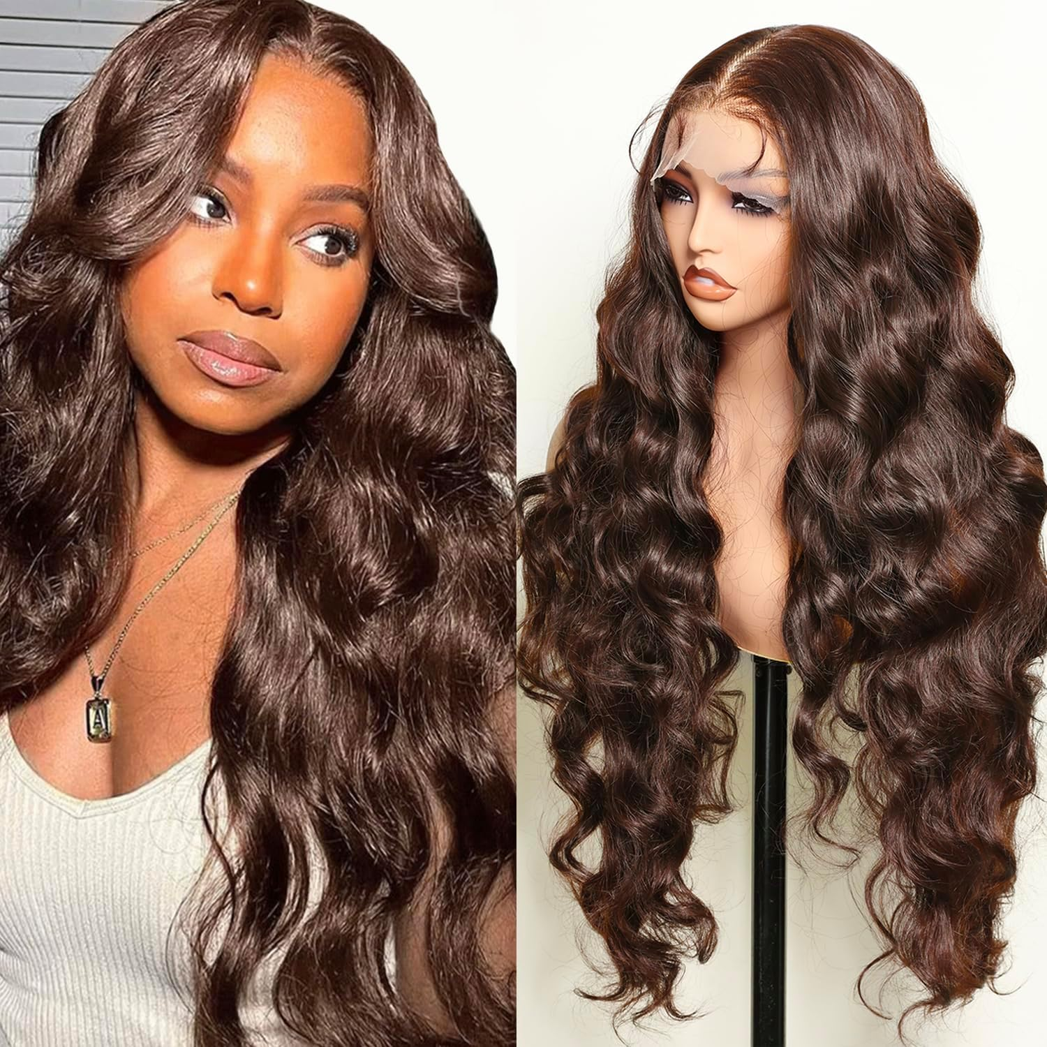 SOKU Ombre Brown Pre Plucked Wig with Baby Hair Wavy Lace Front Heat Resistant Wigs for Women for Daily Wear/Cosplay/Performance