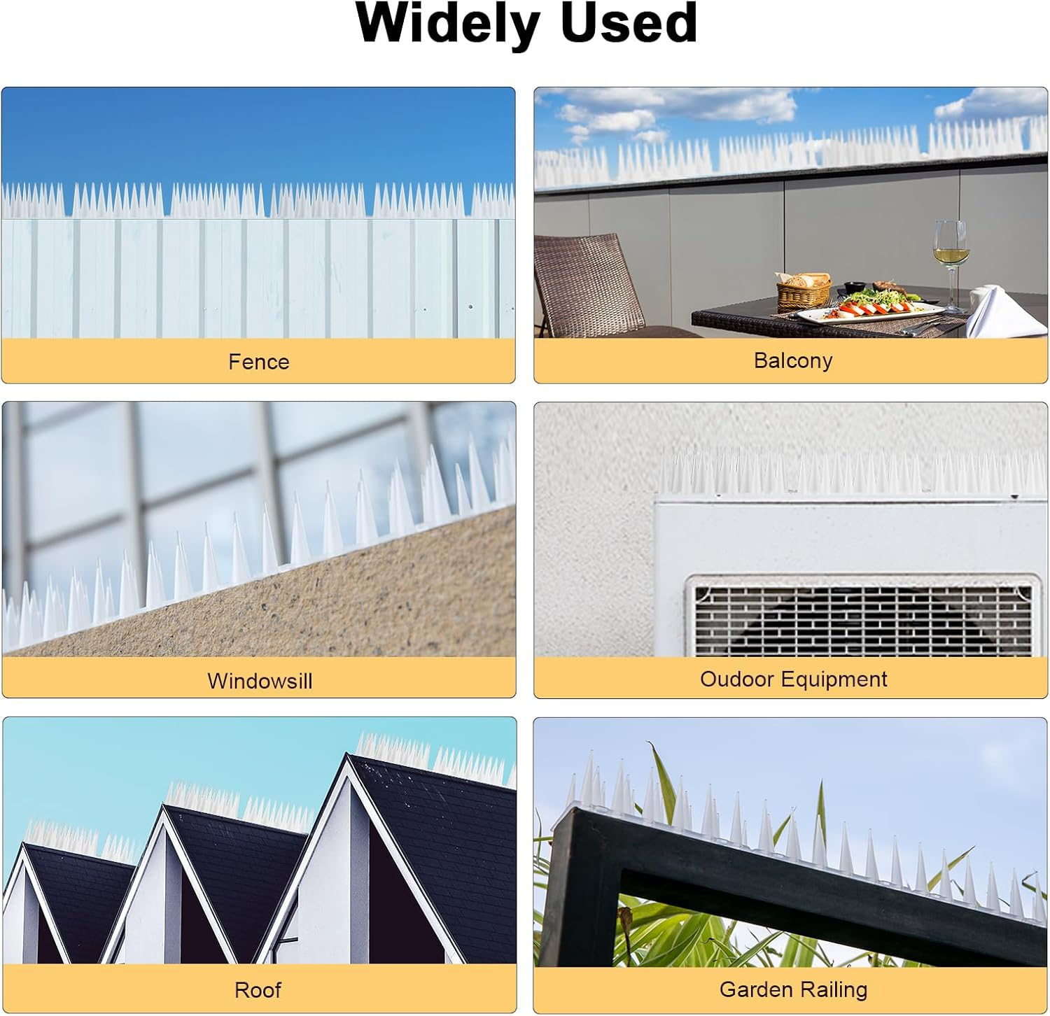 OFFO Clear Bird Spikes, Keep Birds Pigeon Woodpecker Away Device Outdoor, Covers 2.6M(8.4 Feet), Frosted White