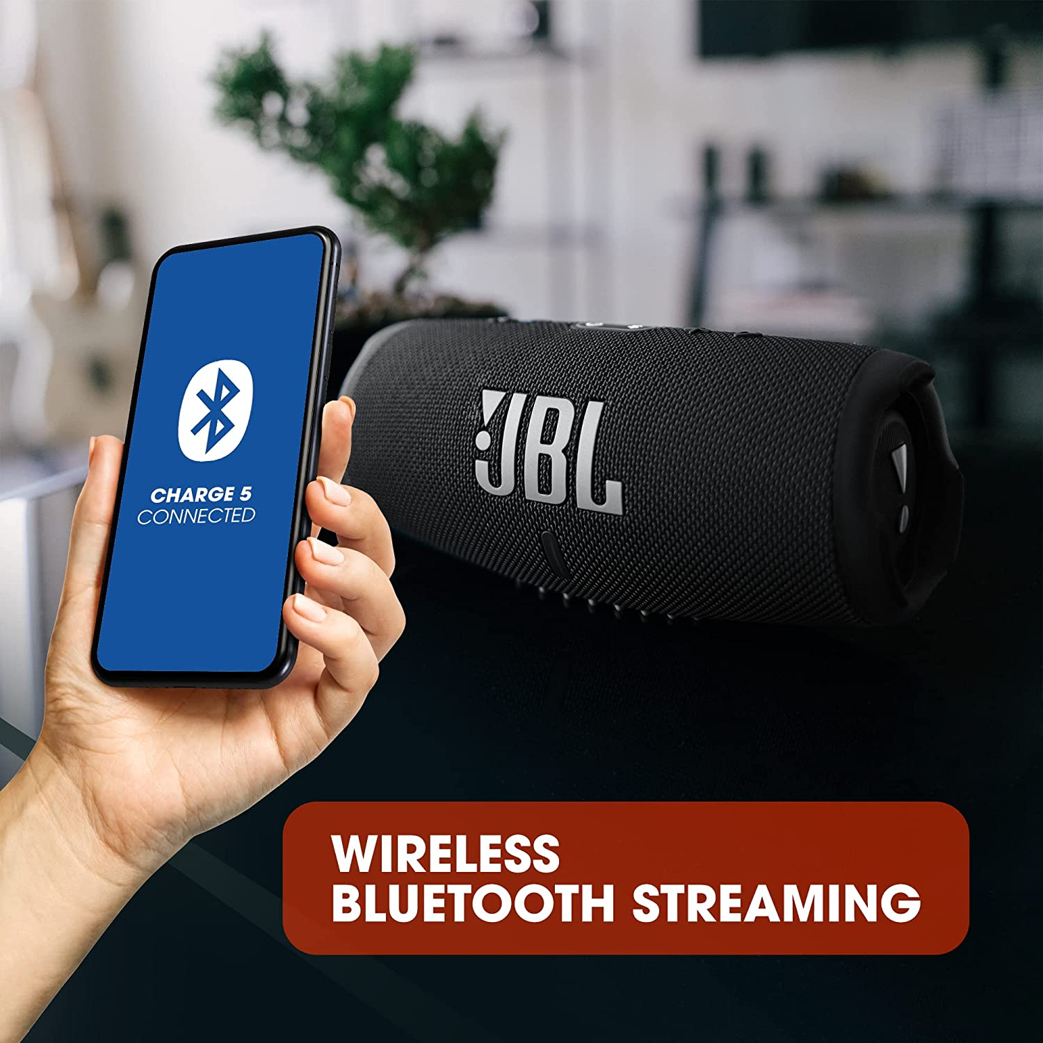 JBL Charge 5 - Portable Bluetooth Speaker with Deep Bass, IP67 Waterproof and Dustproof, 20 Hours of Playtime, in Black - Blue image number 5
