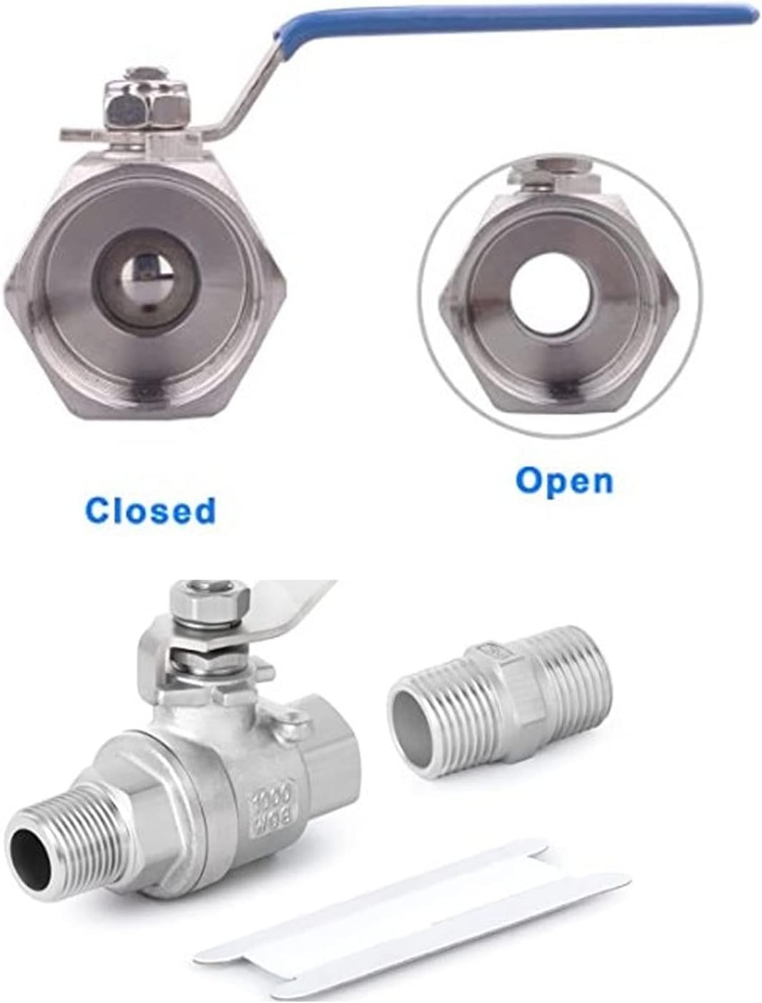 Diyeeni Full Port Ball Valve, 3/8In NPT Female & Male Ball Valve, Stainless Steel 304 Heavy Duty for Water Oil and Gas, 1000WOG with Lock Device image number 3