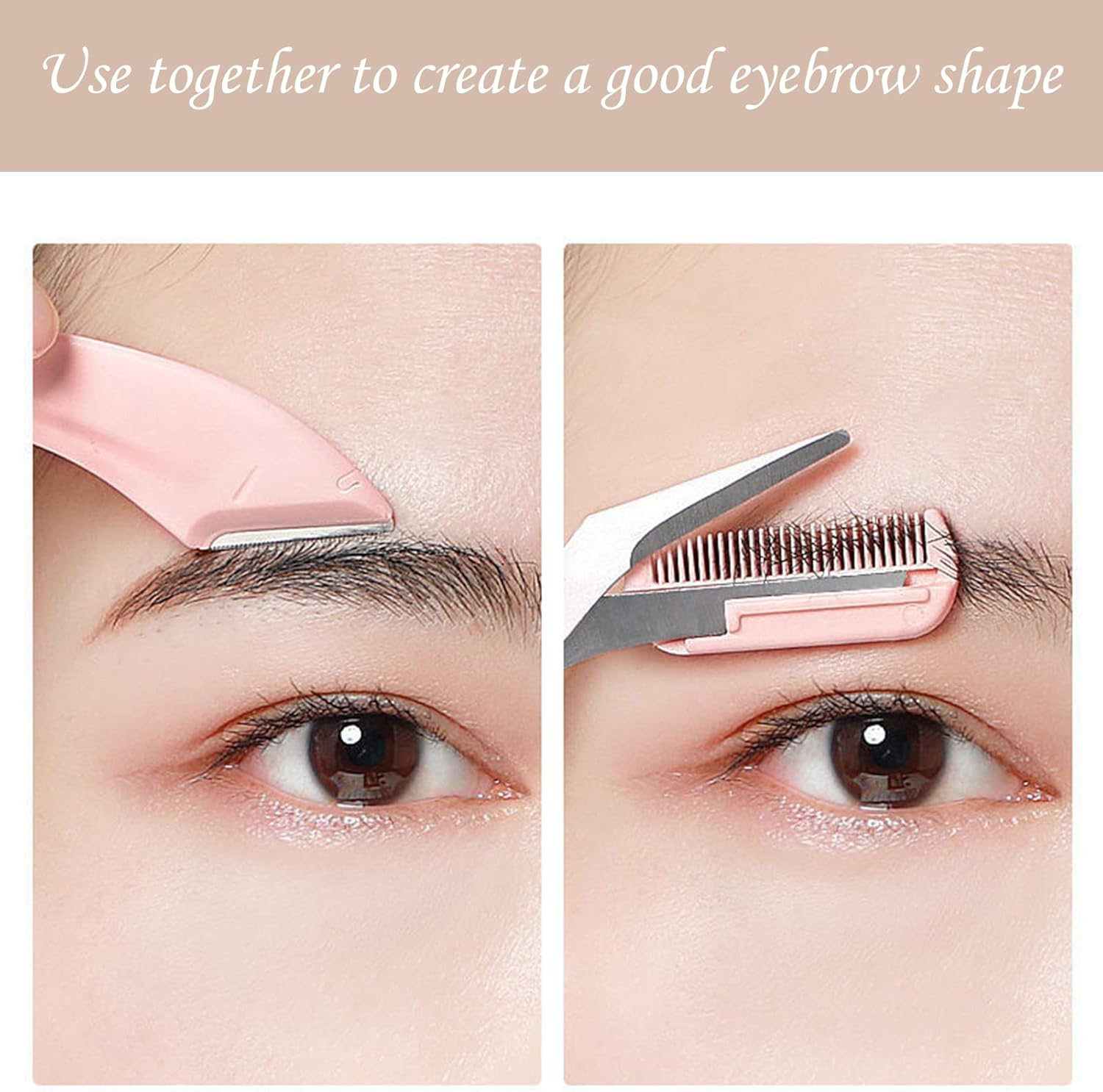 3 Pcs Eyebrow Trimmer Scissor, Eyebrow Razor Eyebrow Comb Scissor Eyebrow Cut Scissor Eyelash Hair Remover Cut Eyebrows Shaping Tool Eyebrow Grooming Set Eyebrow Scissor with Comb for Men Women (Pink)