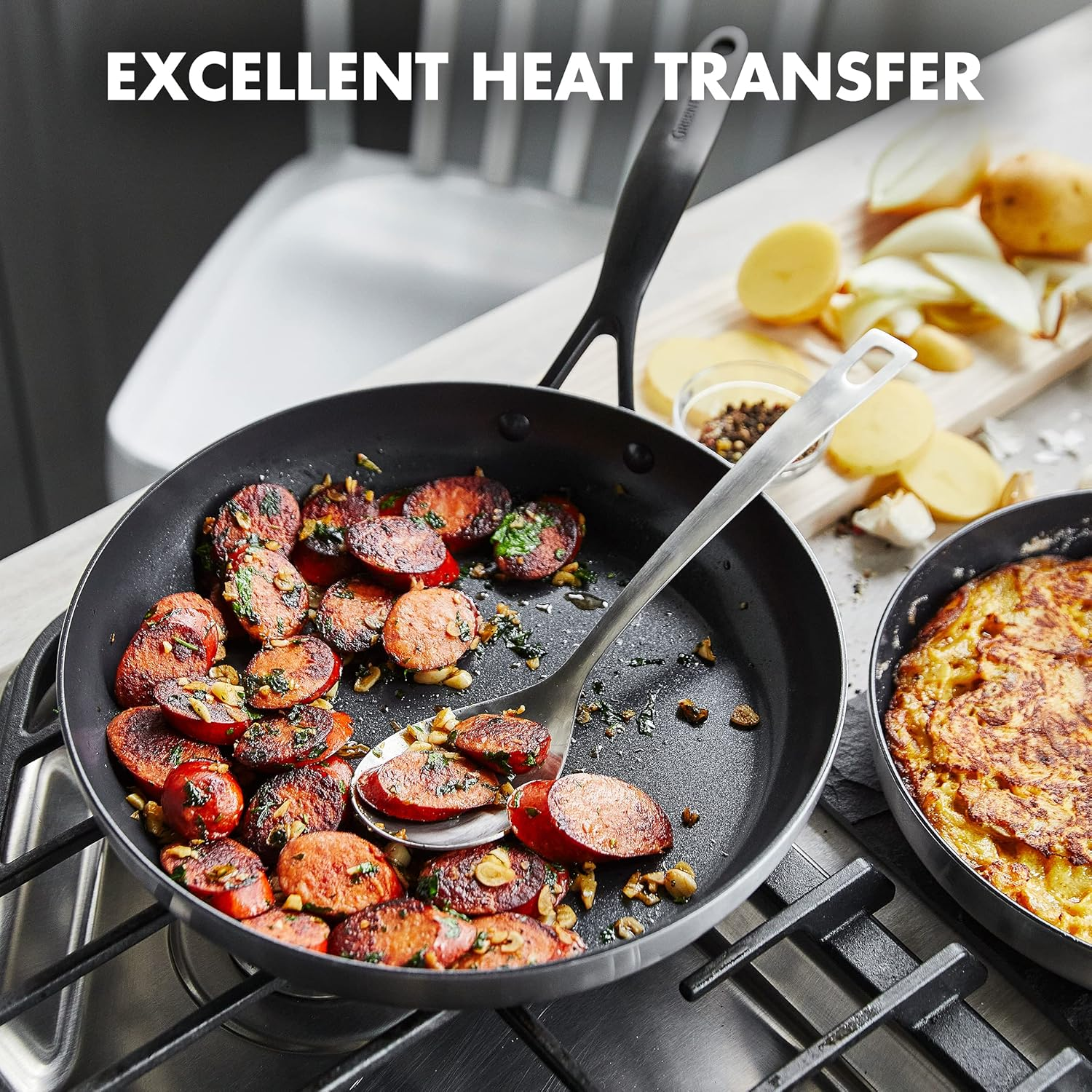 Greenpan Venice Pro Noir Tri-Ply Stainless Steel Healthy Ceramic Nonstick 13 Piece Cookware Pots and Pans Set, Matte Black Handle, Pfas-Free, Multi Clad, Induction, Dishwasher Safe, Oven Safe, Silver