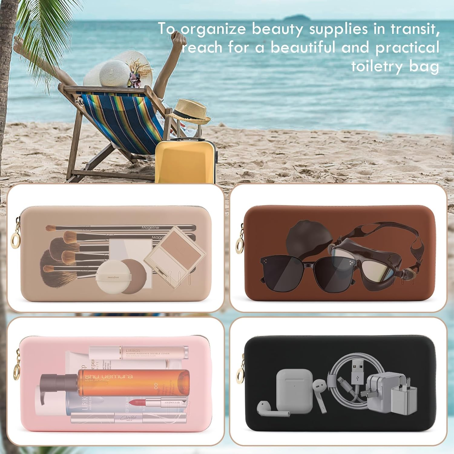 DUOMIAO Zipper Makeup Brushes Bag for Travel, Large Silicone Makeup Brush Holder, Make up Brushes Pouch Case for Makeup Tools image number 5