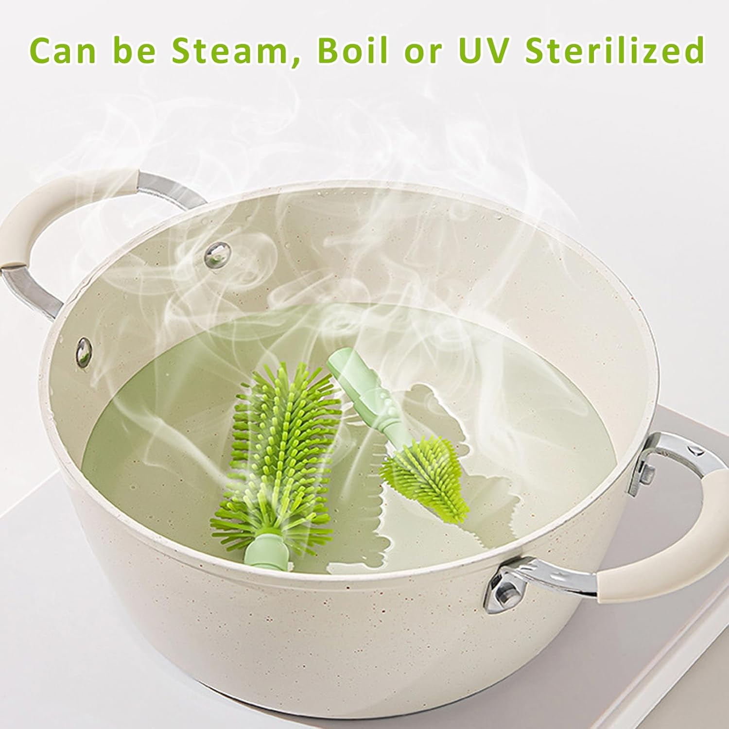 Baby Bottle Brush Set, TOTCOZY Portable Bottle Cleaner Kit with Drying Rack, Bottle Brush, Nipple Brush, Straw Brush, Soap Dispenserr, Baby Travel Essentials image number 4