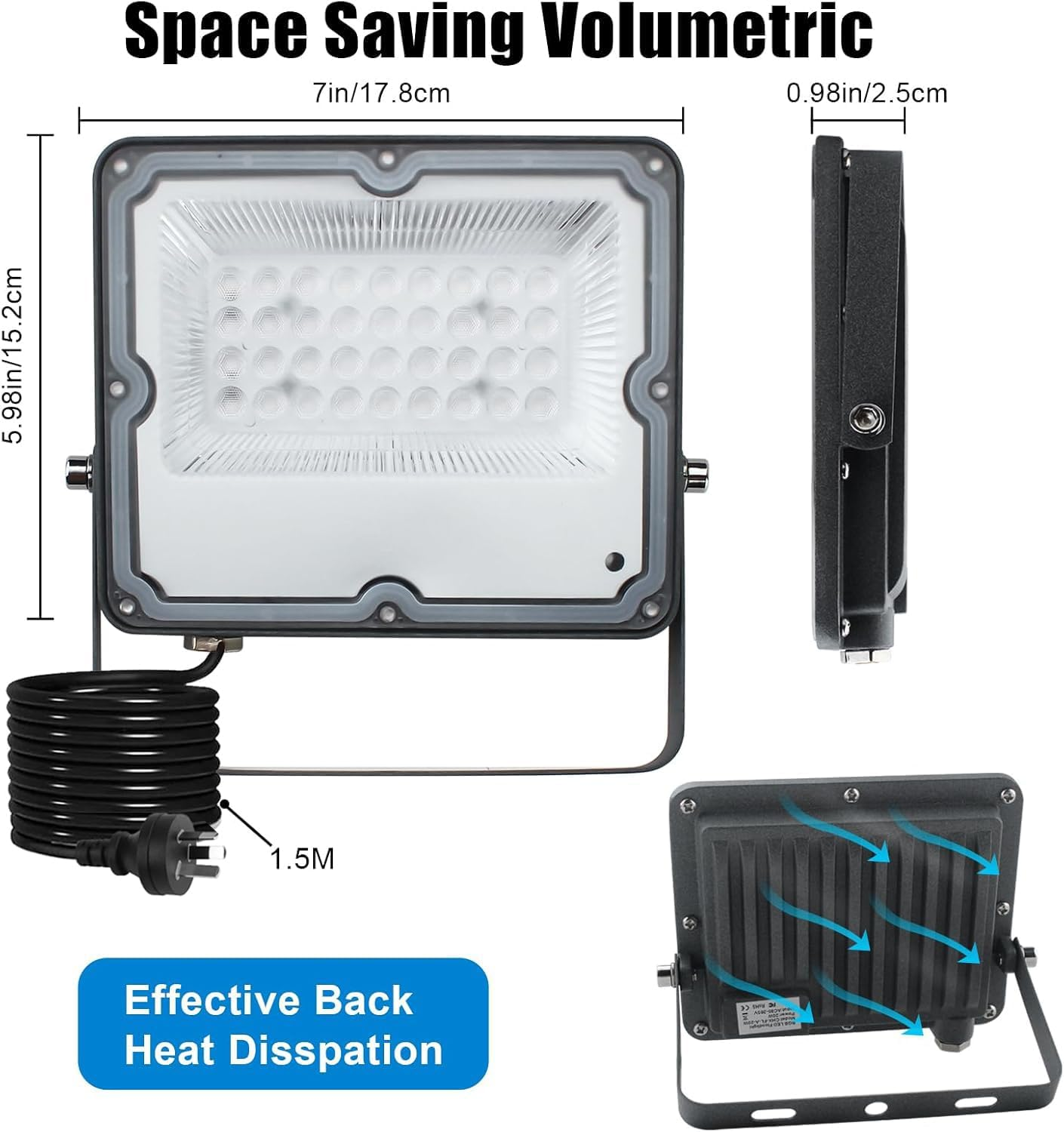 RGB LED Flood Light, 2 Pack 50W Smart RGB Color Changing Floodlight Outdoor, IP66 Waterproof Bluetooth App Control Stage Light, Dimmable RGB Lights for Party, Garden, Terrace, Christmas image number 5