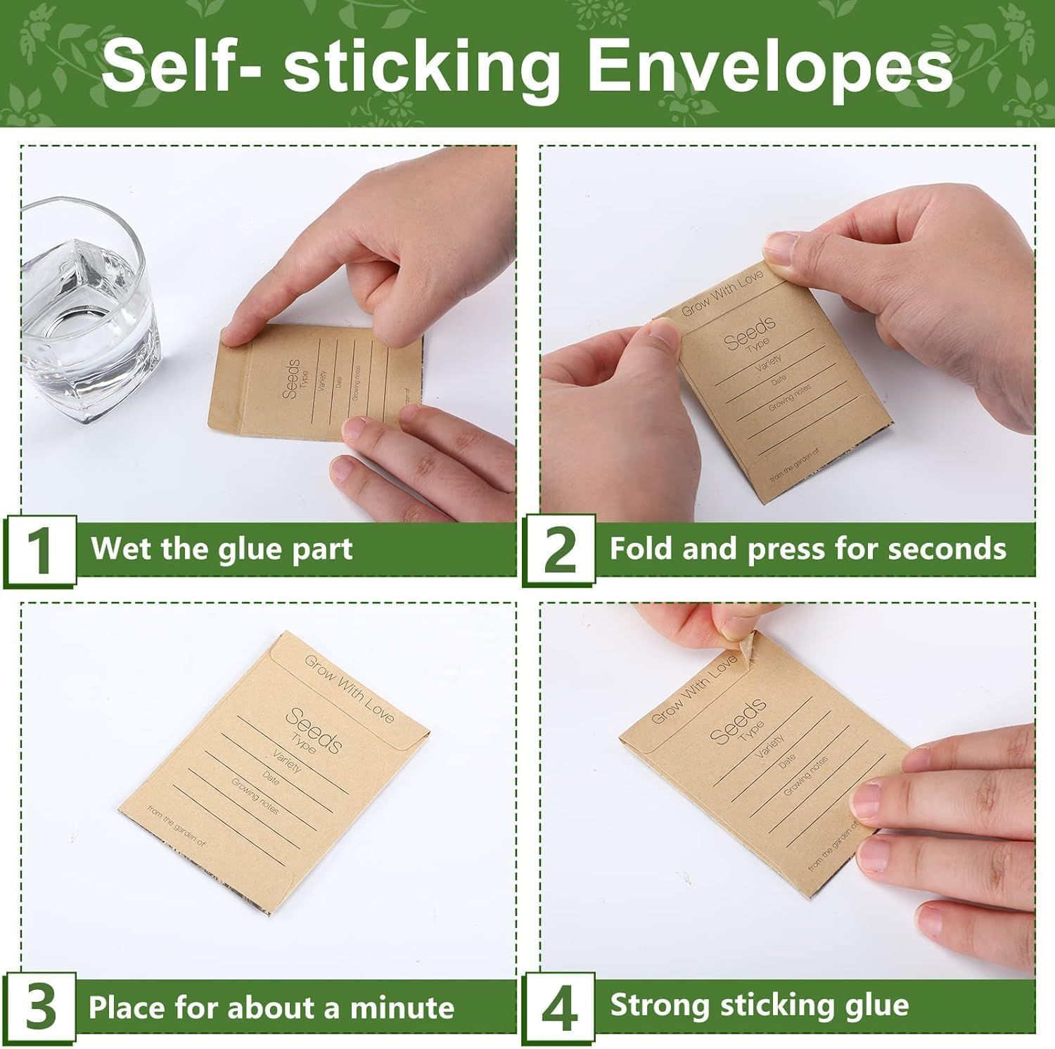 150 Pieces Seed Envelopes -Packets Self Adhesive Sealing for Seed Storage 2.24 X 3.5 Inch(5.7 X 8.9Cm) Small Envelopes with Clear Window for Saving Vegetables Plants Garden Seeds (B) image number 5