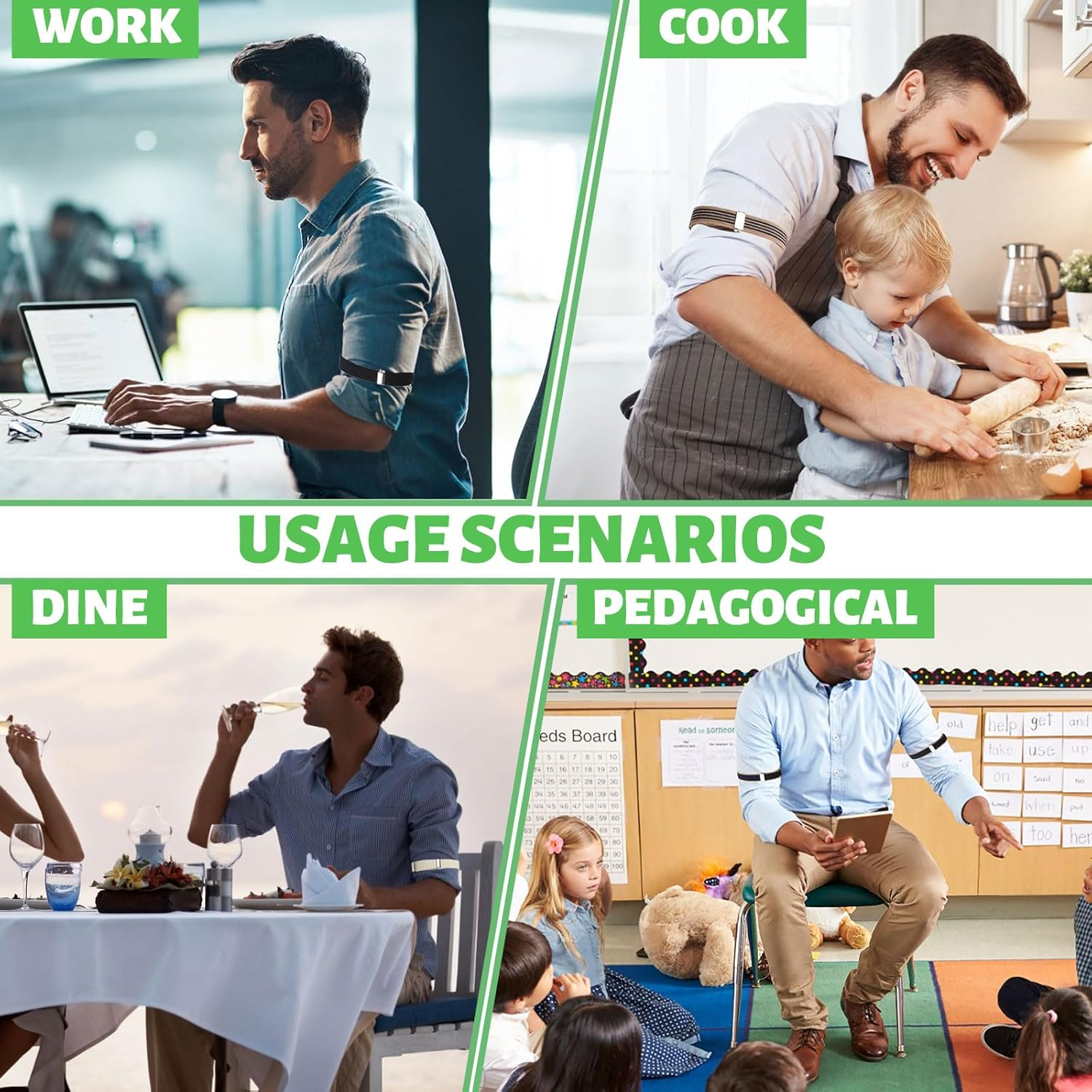 Elastic Adjustable Shirt Sleeve Holders, Arm Garters for Men, Sport Armband Strap for Women and Men