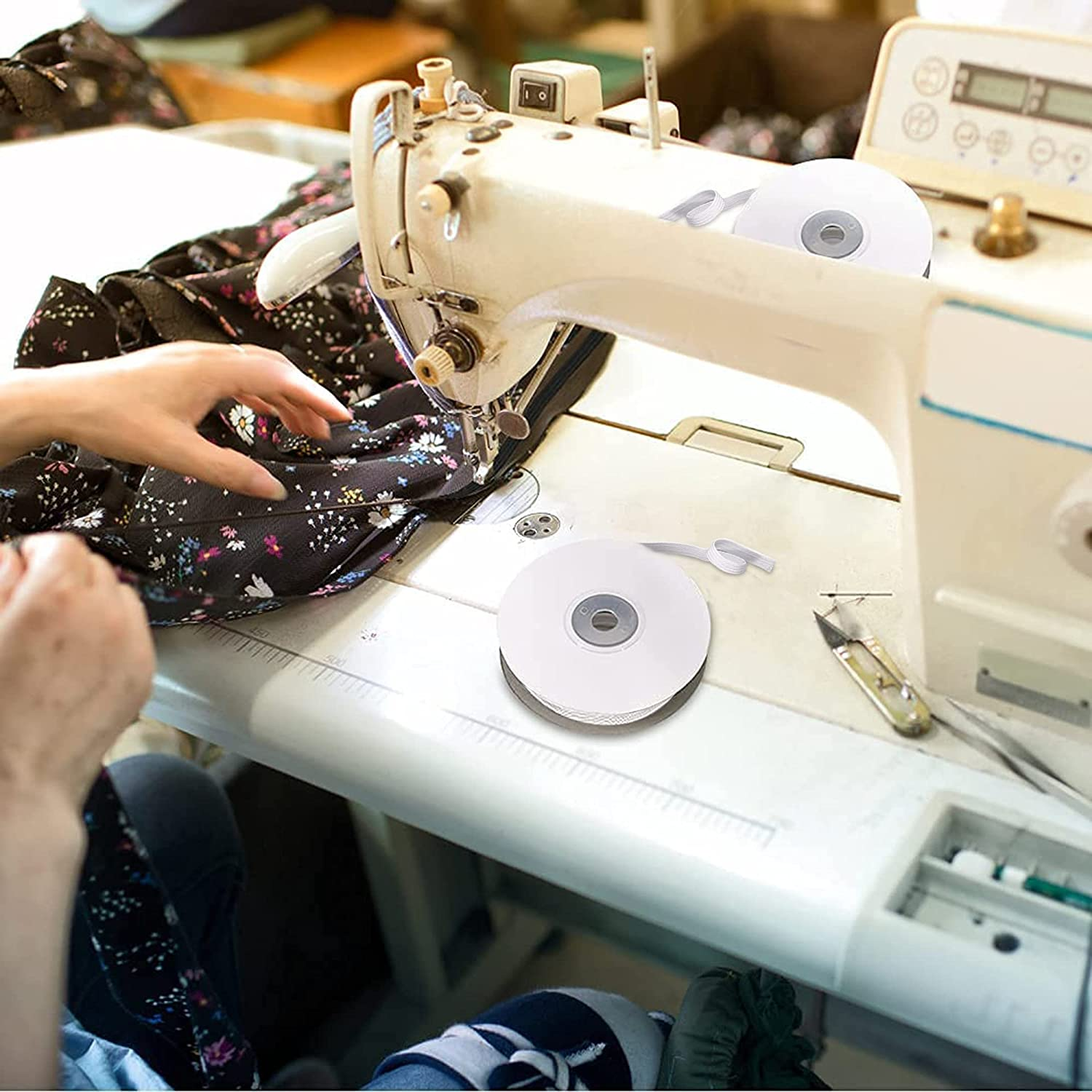 Elastic Band 1/4 Inch Wide 10 Yd, Stretch Strap,High Elastic Cord, for Sewing Crafting Diy-White - Black image number 7