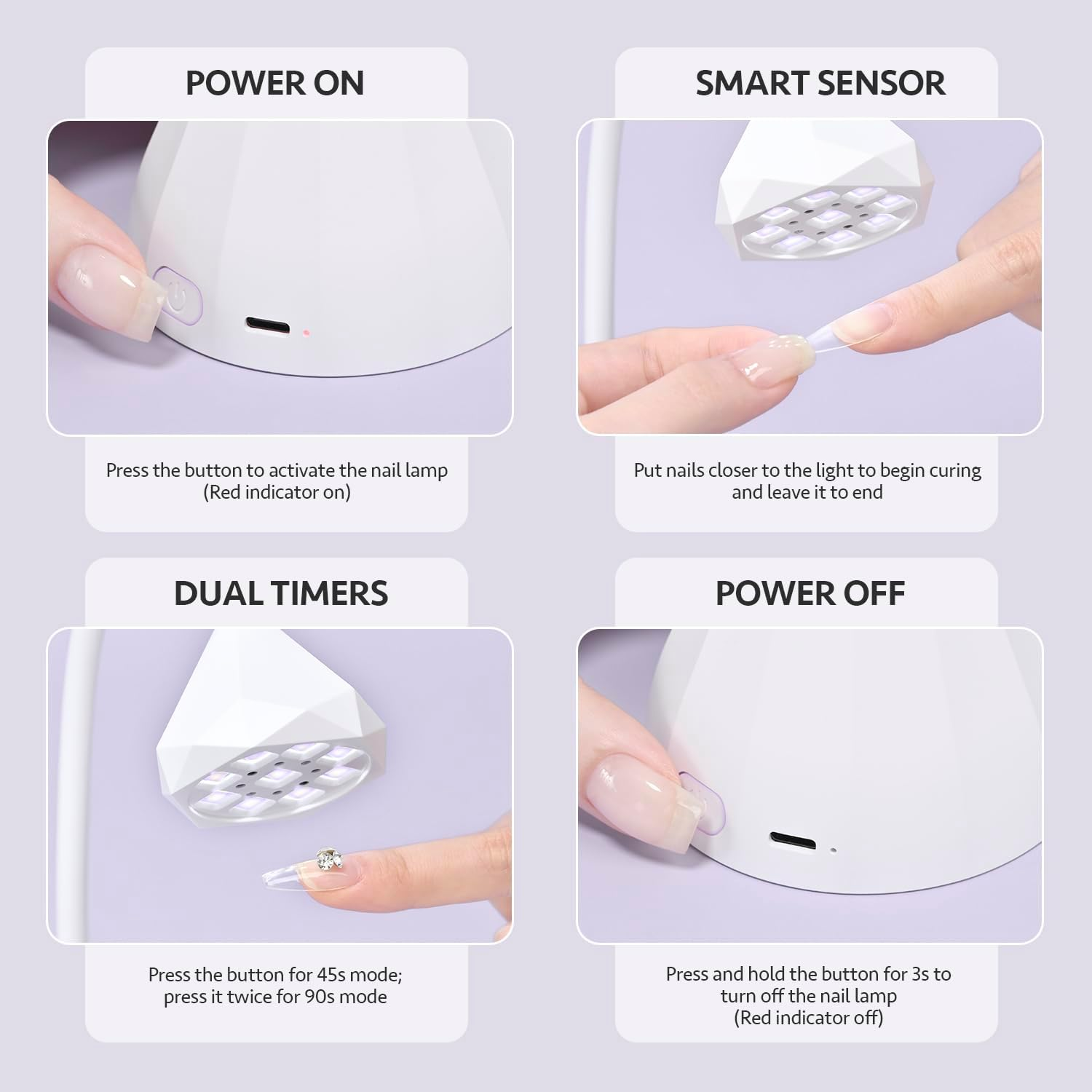 GAOY Omin-Cure Nail Lamp, Rechargeable UV Light for Gel Nails, Cordless, Salon Manicure and DIY at Home image number 2